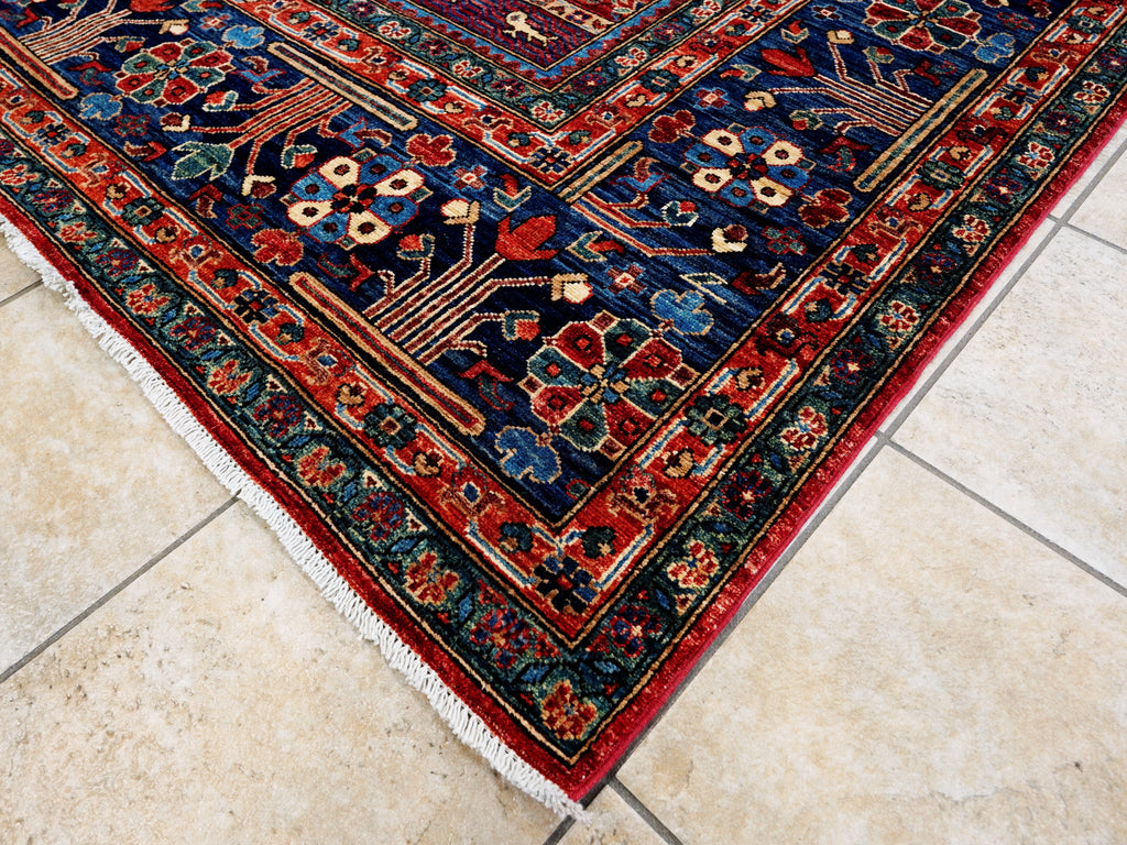 9x12 Ft Red Garden Rug - Afghan Oriental Area Rug - Floral Design