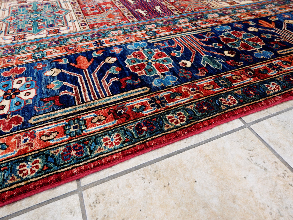 9x12 Ft Red Garden Rug - Afghan Oriental Area Rug - Floral Design