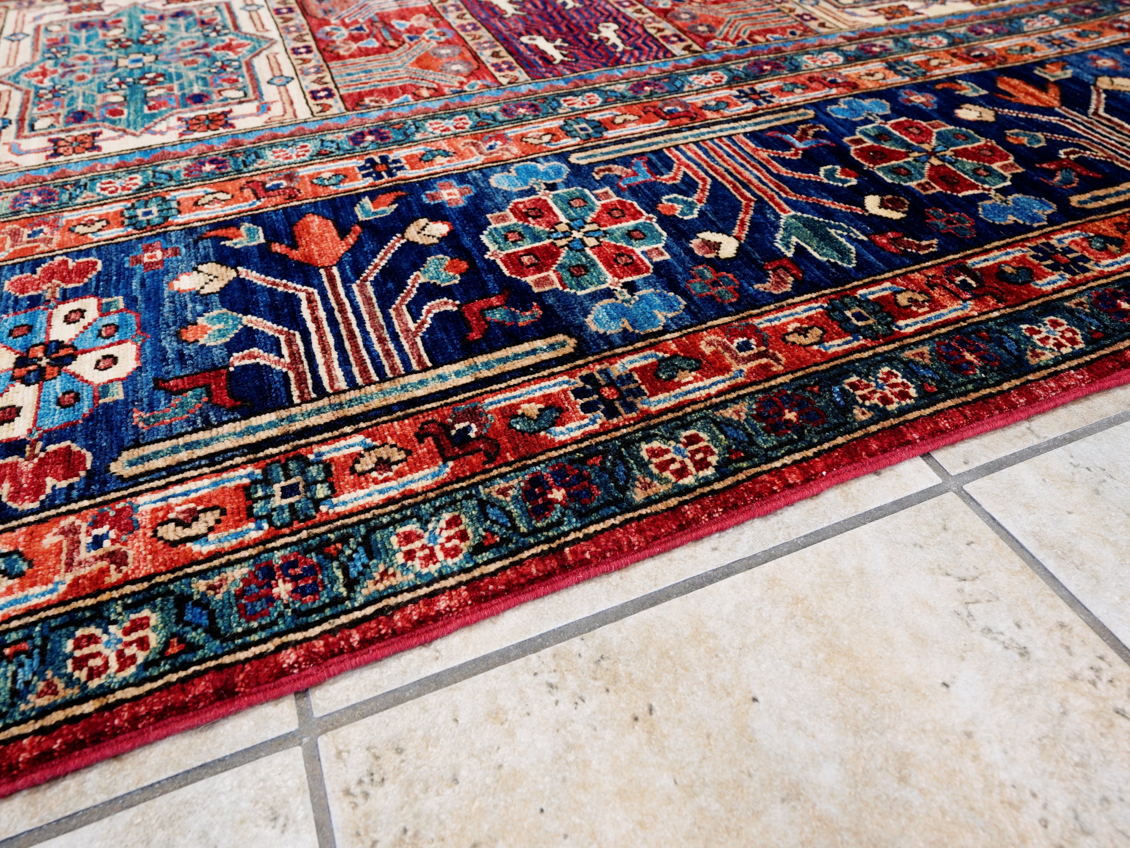 9x12 Ft Red Garden Rug - Afghan Oriental Area Rug - Floral Design