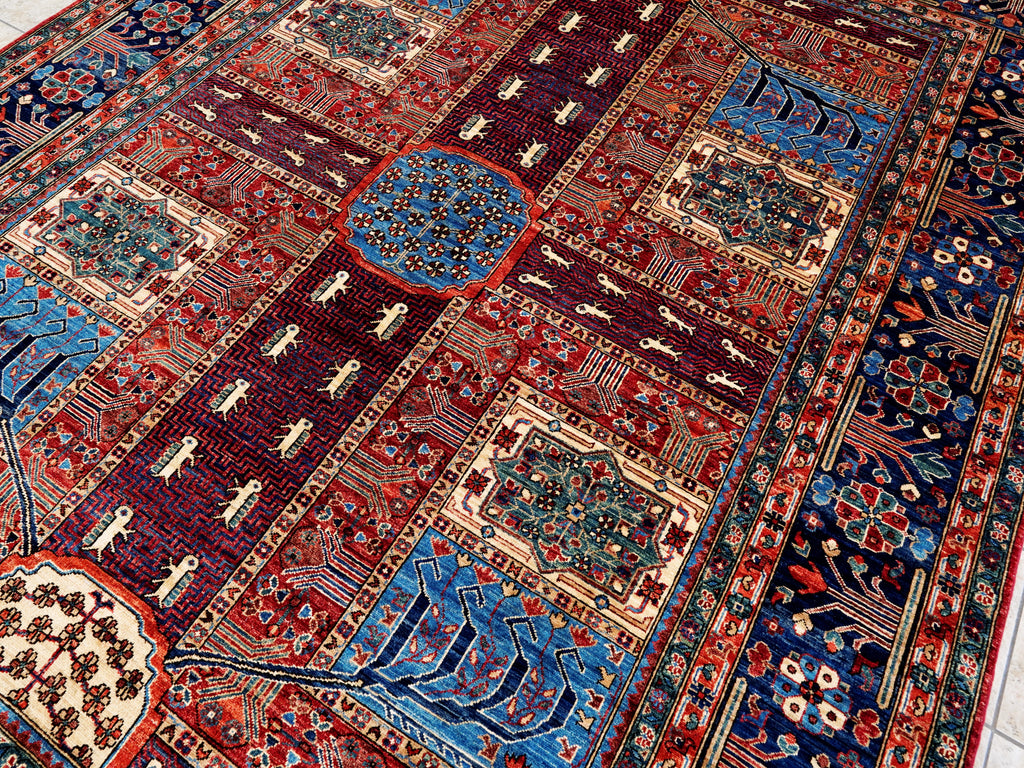 9x12 Ft Red Garden Rug - Afghan Oriental Area Rug - Floral Design