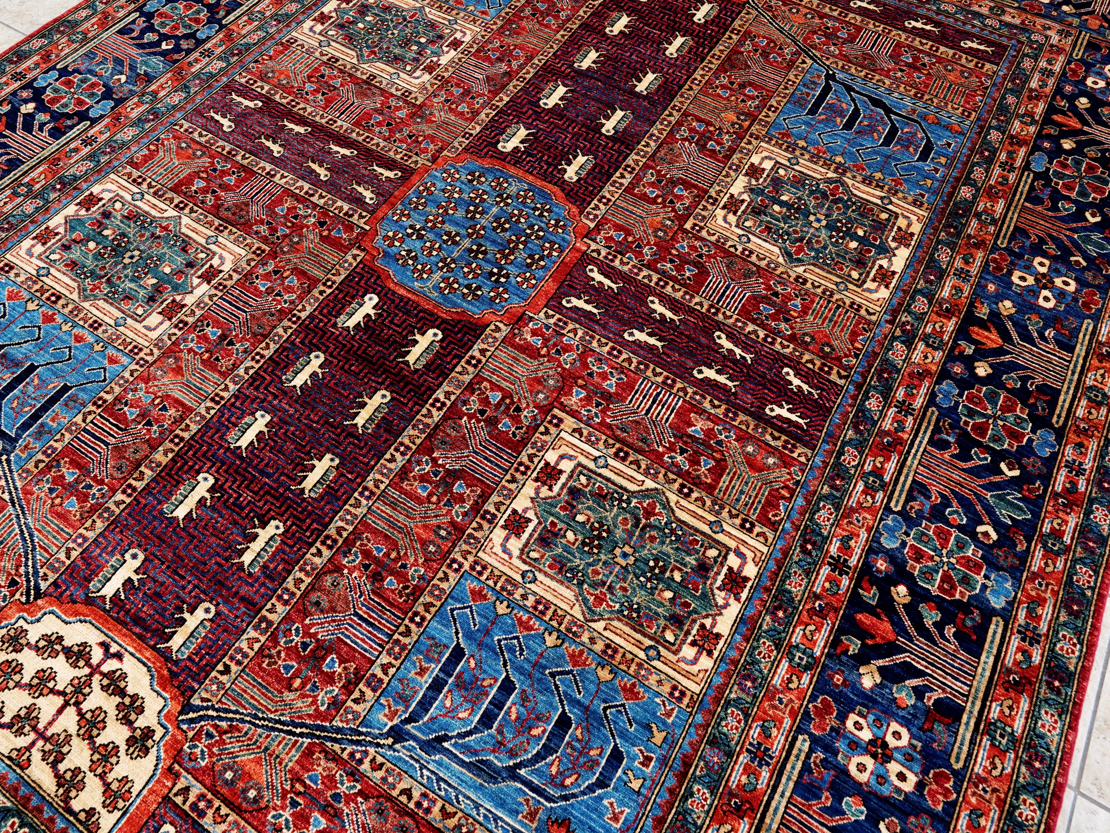 9x12 Ft Red Garden Rug - Afghan Oriental Area Rug - Floral Design