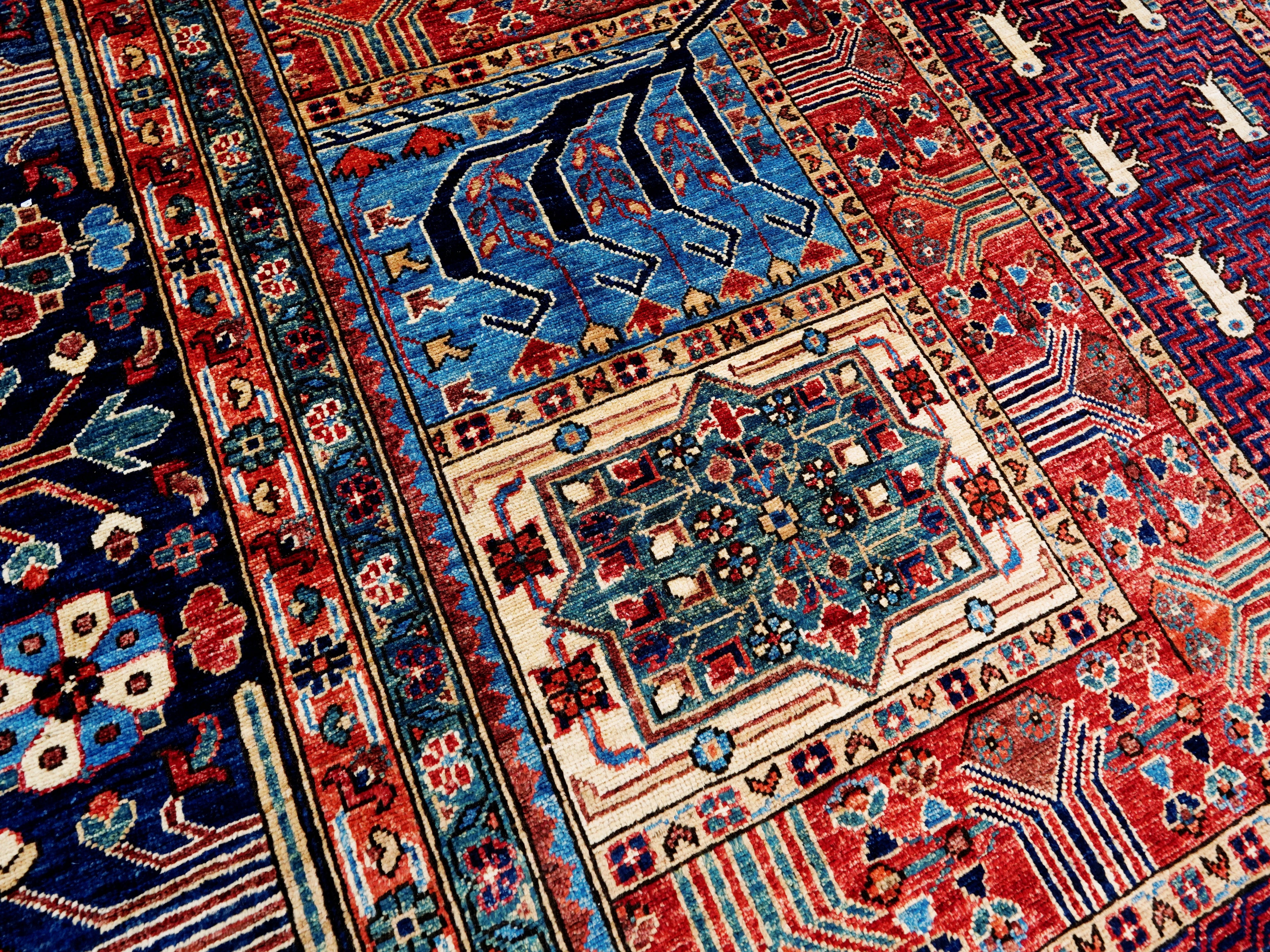 9x12 Ft Red Garden Rug - Afghan Oriental Area Rug - Floral Design