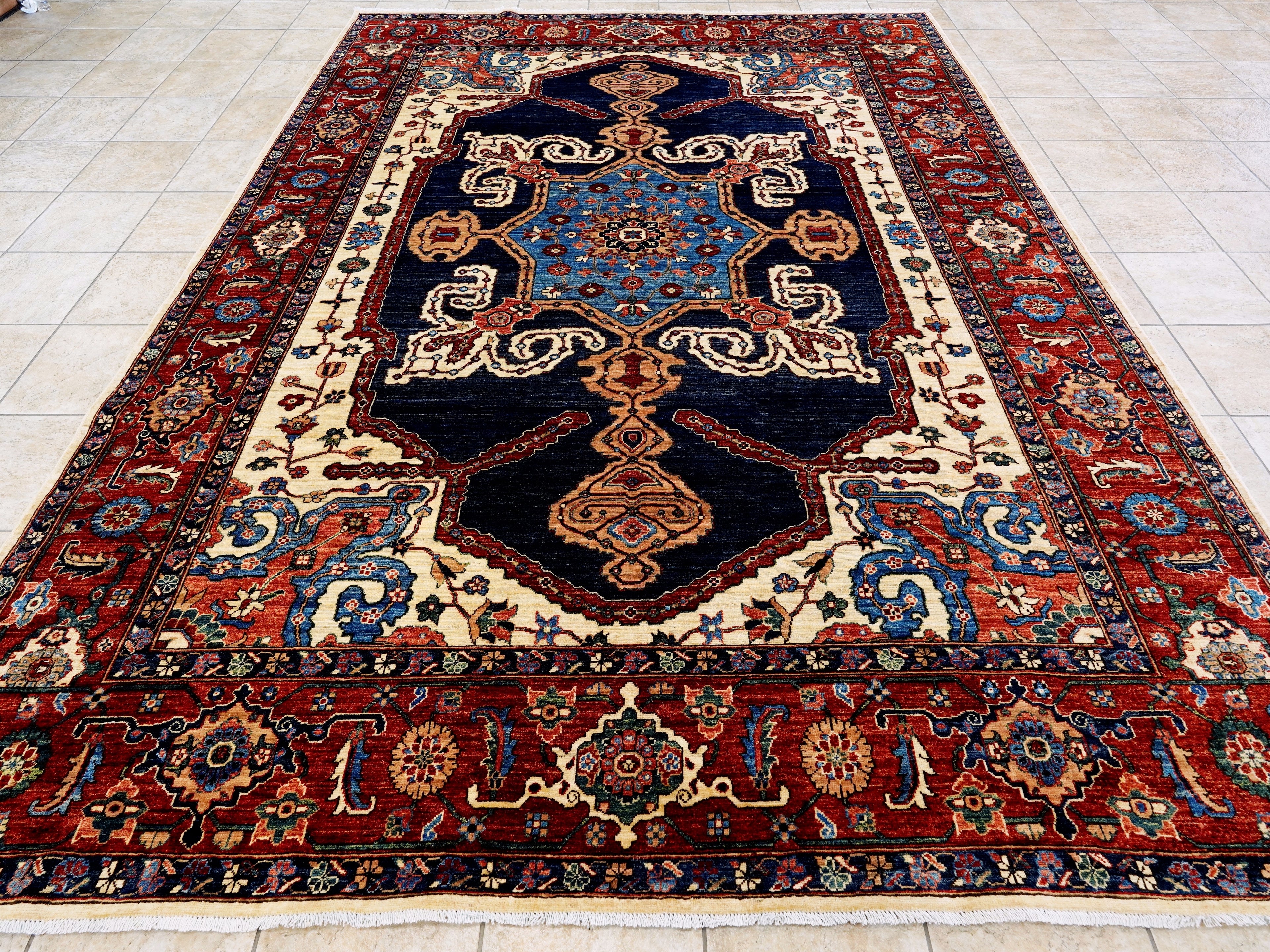 9x12 Ft Red Heriz Rug - Traditional Living Room Rug