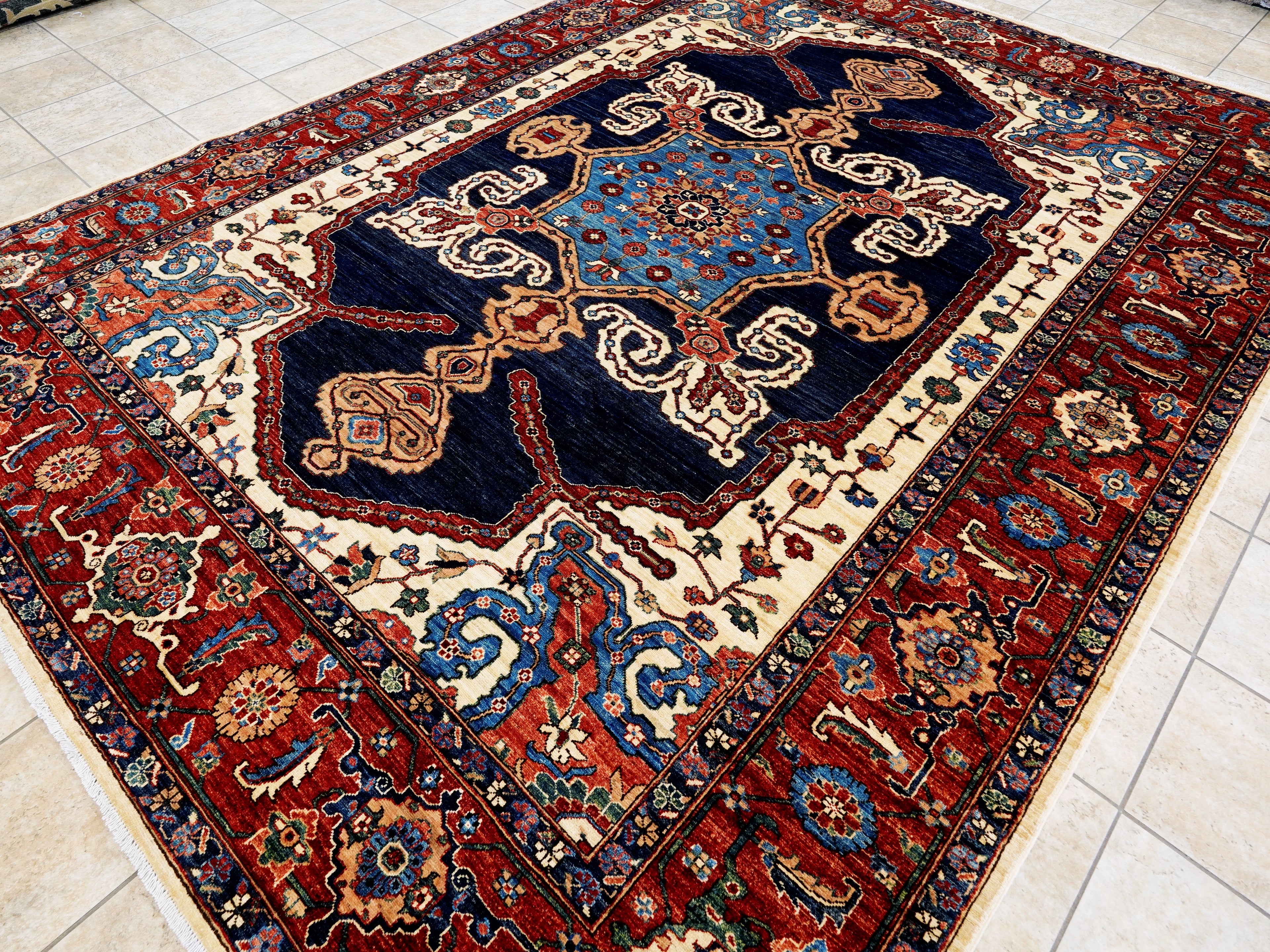 9x12 Ft Red Heriz Rug - Traditional Living Room Rug