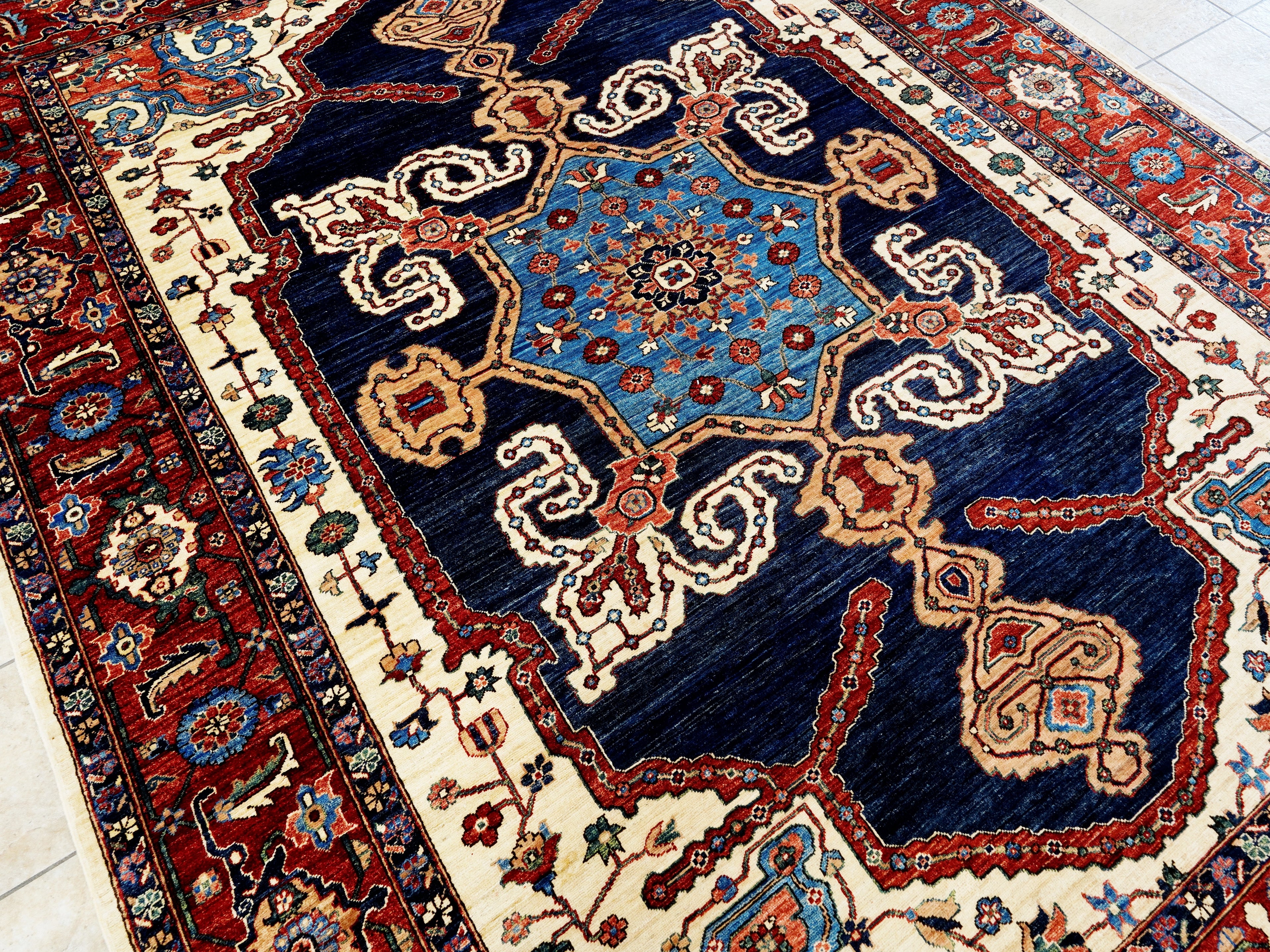 9x12 Ft Red Heriz Rug - Traditional Living Room Rug