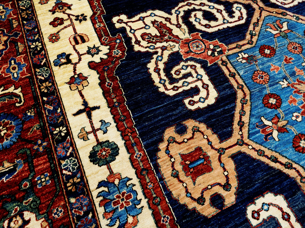 9x12 Ft Red Heriz Rug - Traditional Living Room Rug