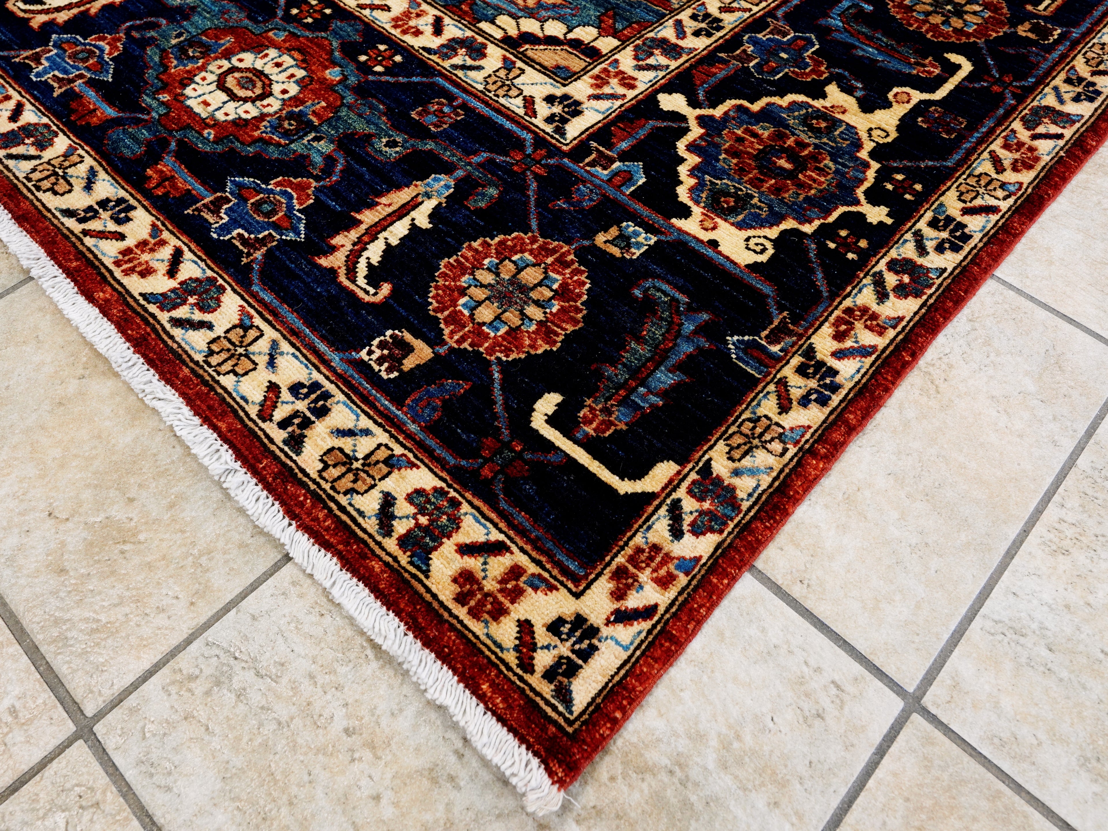 9x12 Ft Red Blue Heriz Rug - Traditional Living Room Rug
