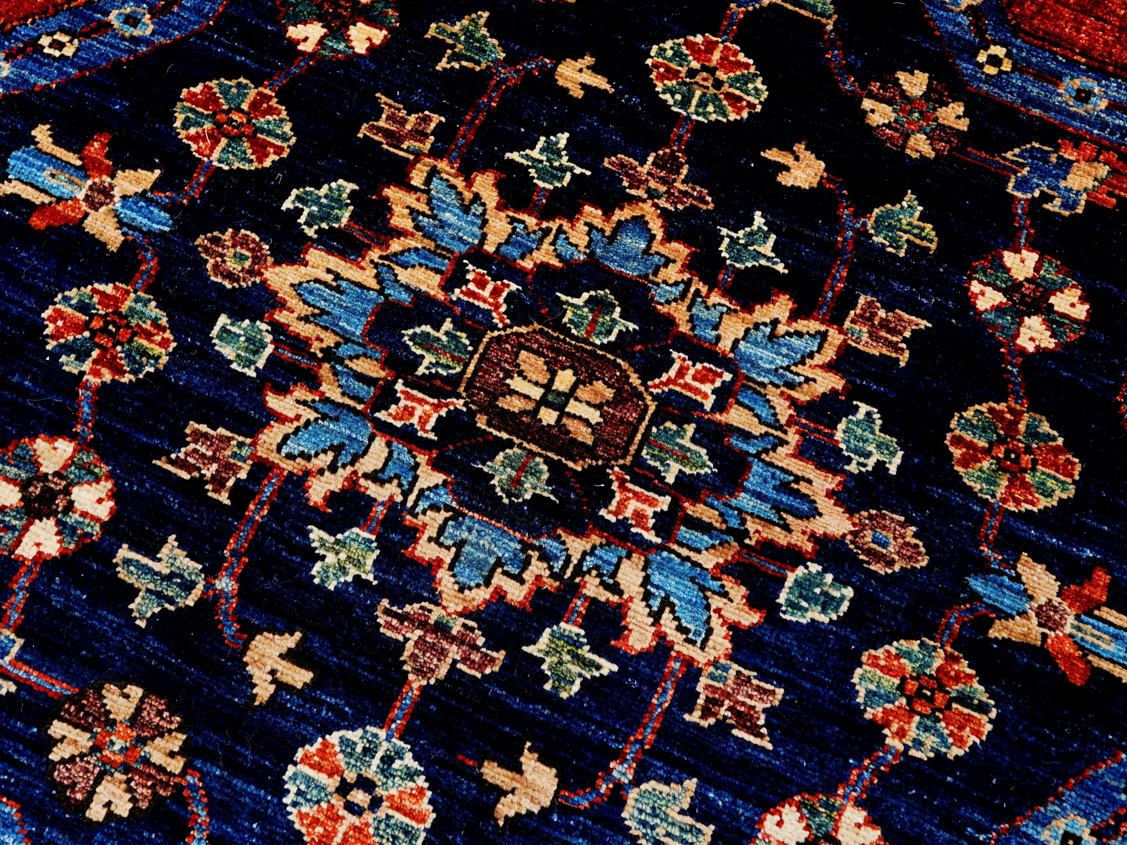 9x12 Ft Red Blue Heriz Rug - Traditional Living Room Rug