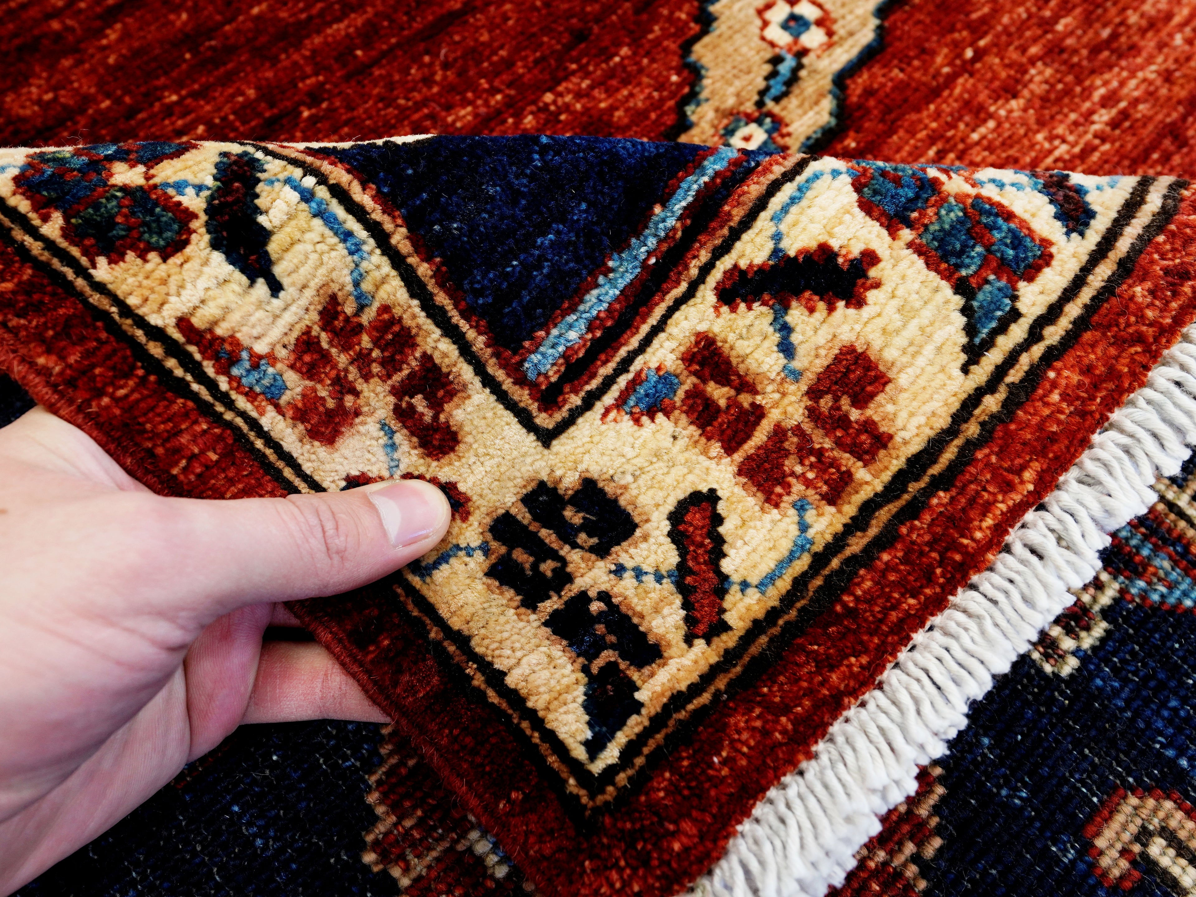 9x12 Ft Red Blue Heriz Rug - Traditional Living Room Rug