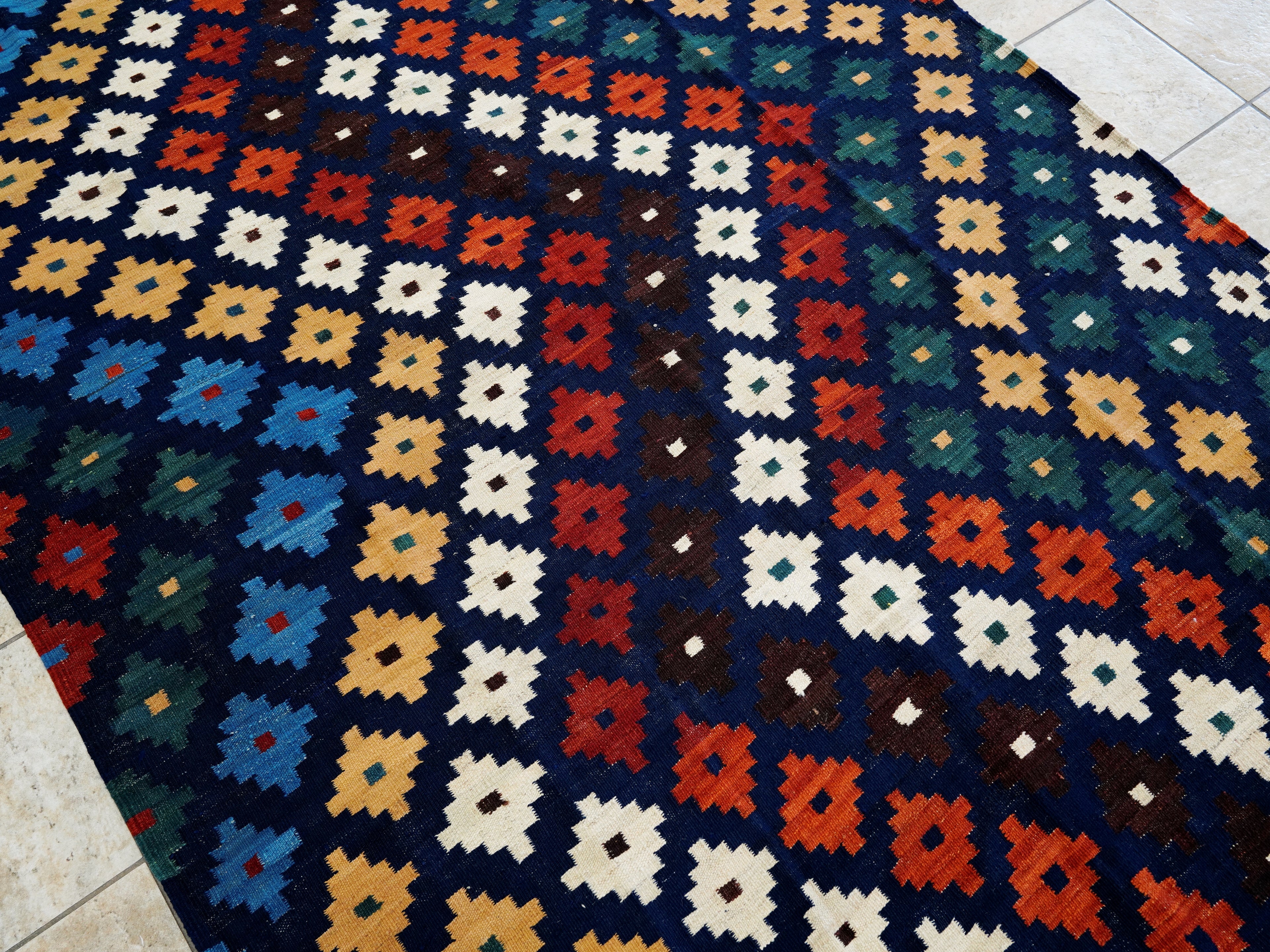 6x8 Ft Colorful Kilim Rug - Afghan Tribal Flat Weave