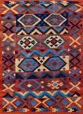 6x8 Ft Red Kilim Rug - Afghan Tribal Flat Weave