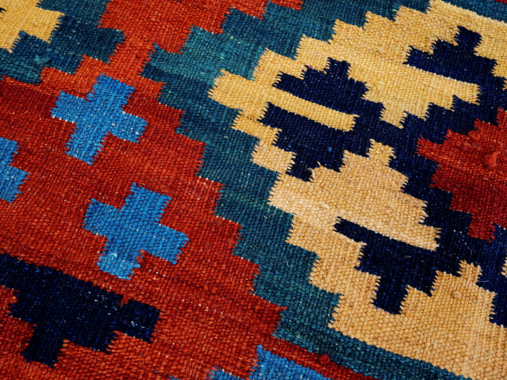 6x8 Ft Red Kilim Rug - Afghan Tribal Flat Weave
