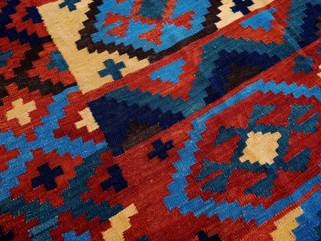 6x8 Ft Red Kilim Rug - Afghan Tribal Flat Weave