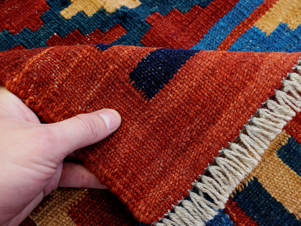 6x8 Ft Red Kilim Rug - Afghan Tribal Flat Weave