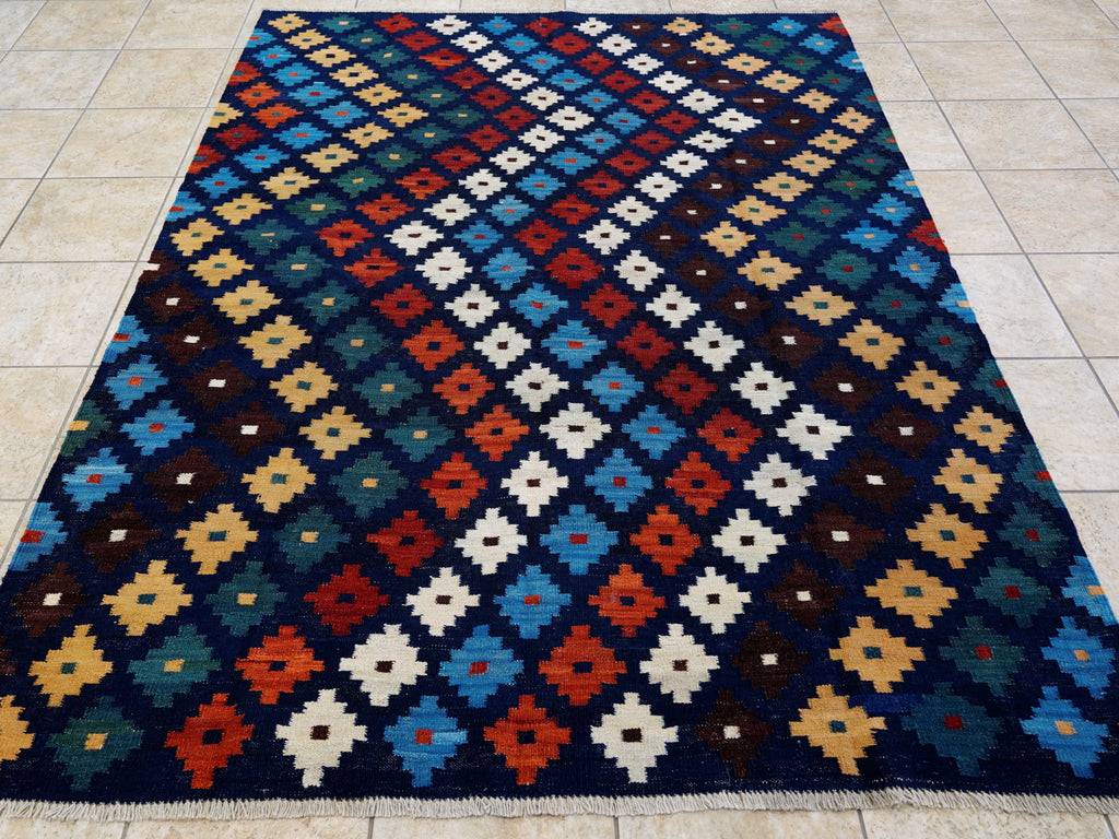 6x8 Ft Colorful Kilim Rug - Afghan Tribal Flat Weave
