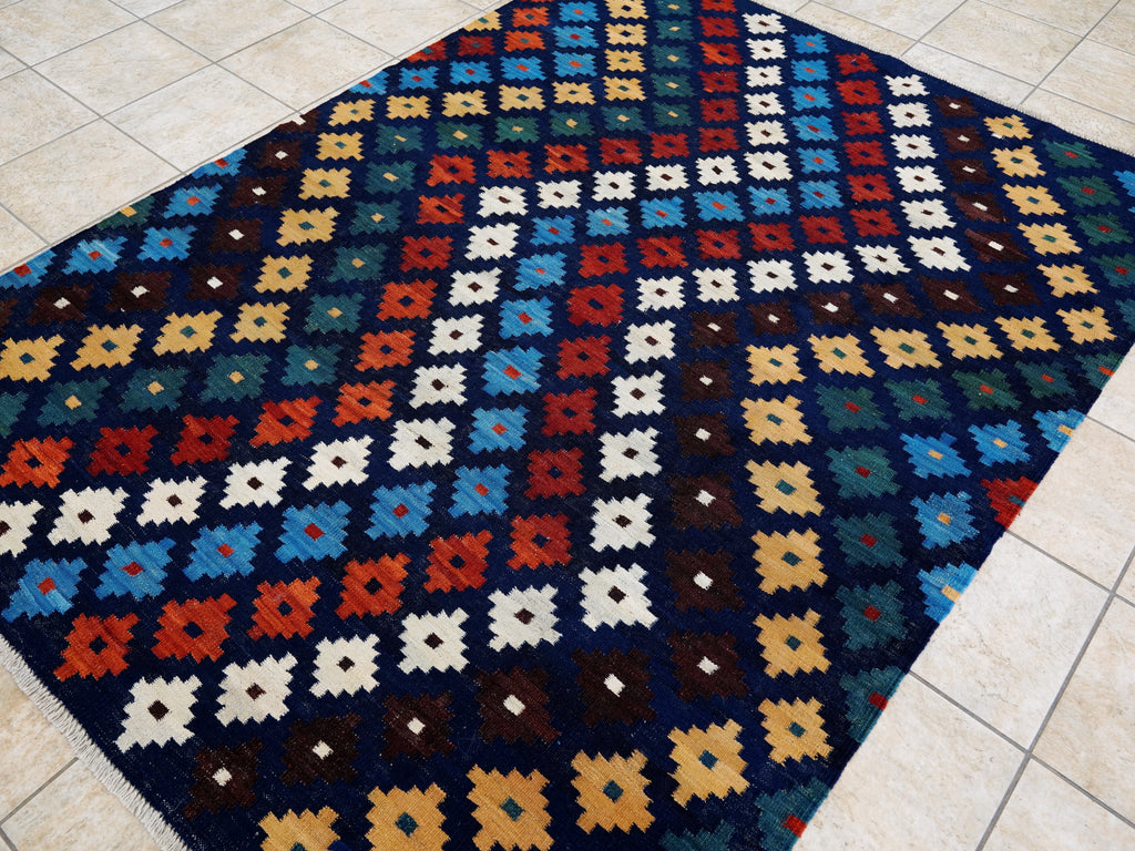 6x8 Ft Colorful Kilim Rug - Afghan Tribal Flat Weave