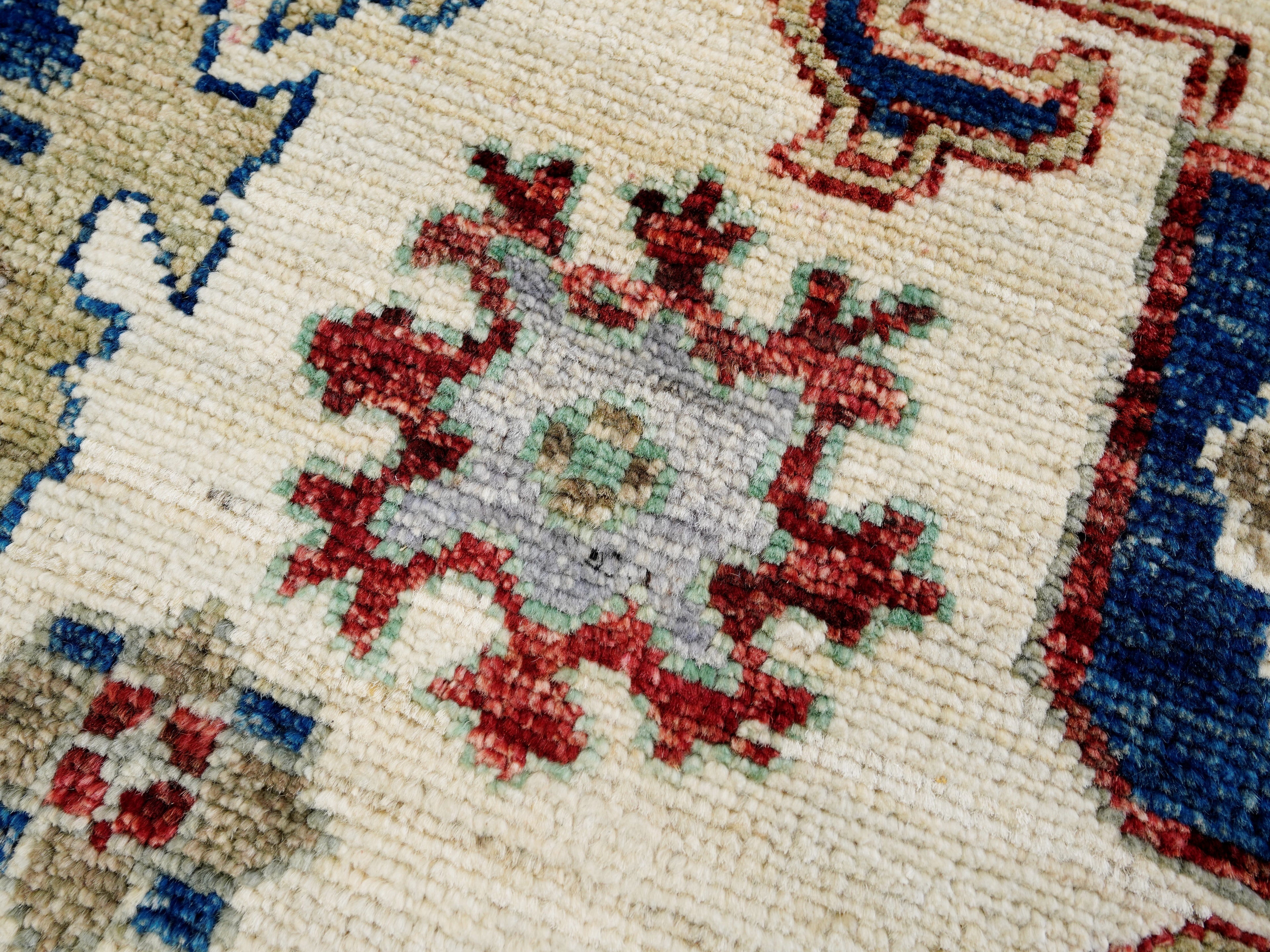 6x9 Ft Blue & White Oushak Rug - Handmade Area Rug - Floral Design