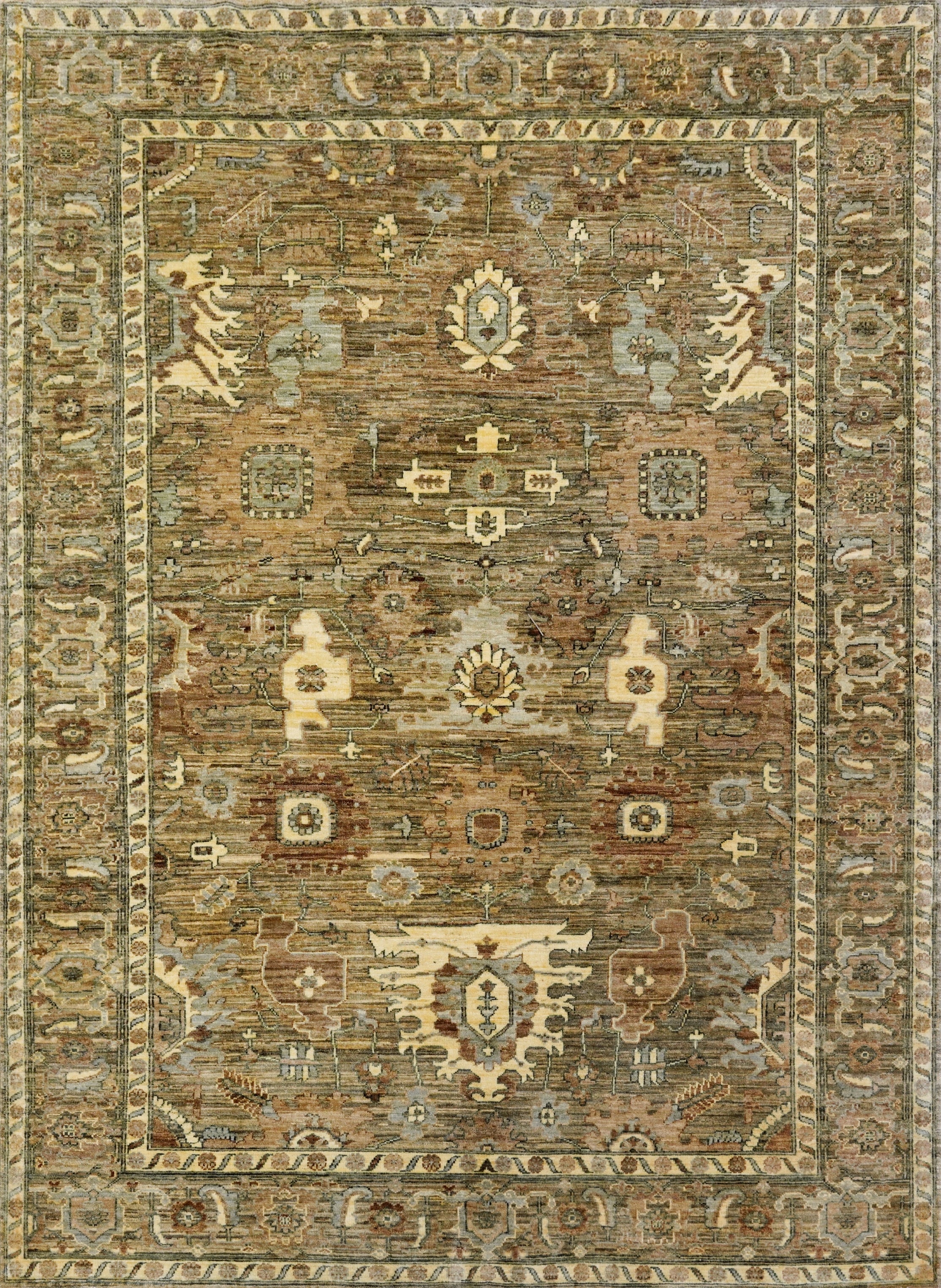 6x9 Ft Neutral Serapi Rug - Oriental Area Rug - Beige Brown Floral Design