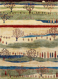 6x9 Green & Beige Landscape Rug – Modern Gabbeh Area Rug - Unique Scandinavian Style