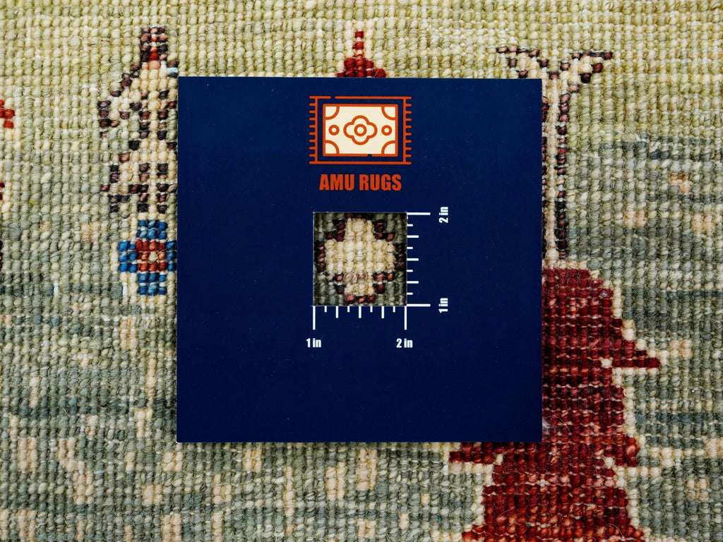 6x9 Green & Beige Landscape Rug – Modern Gabbeh Area Rug - Unique Scandinavian Style