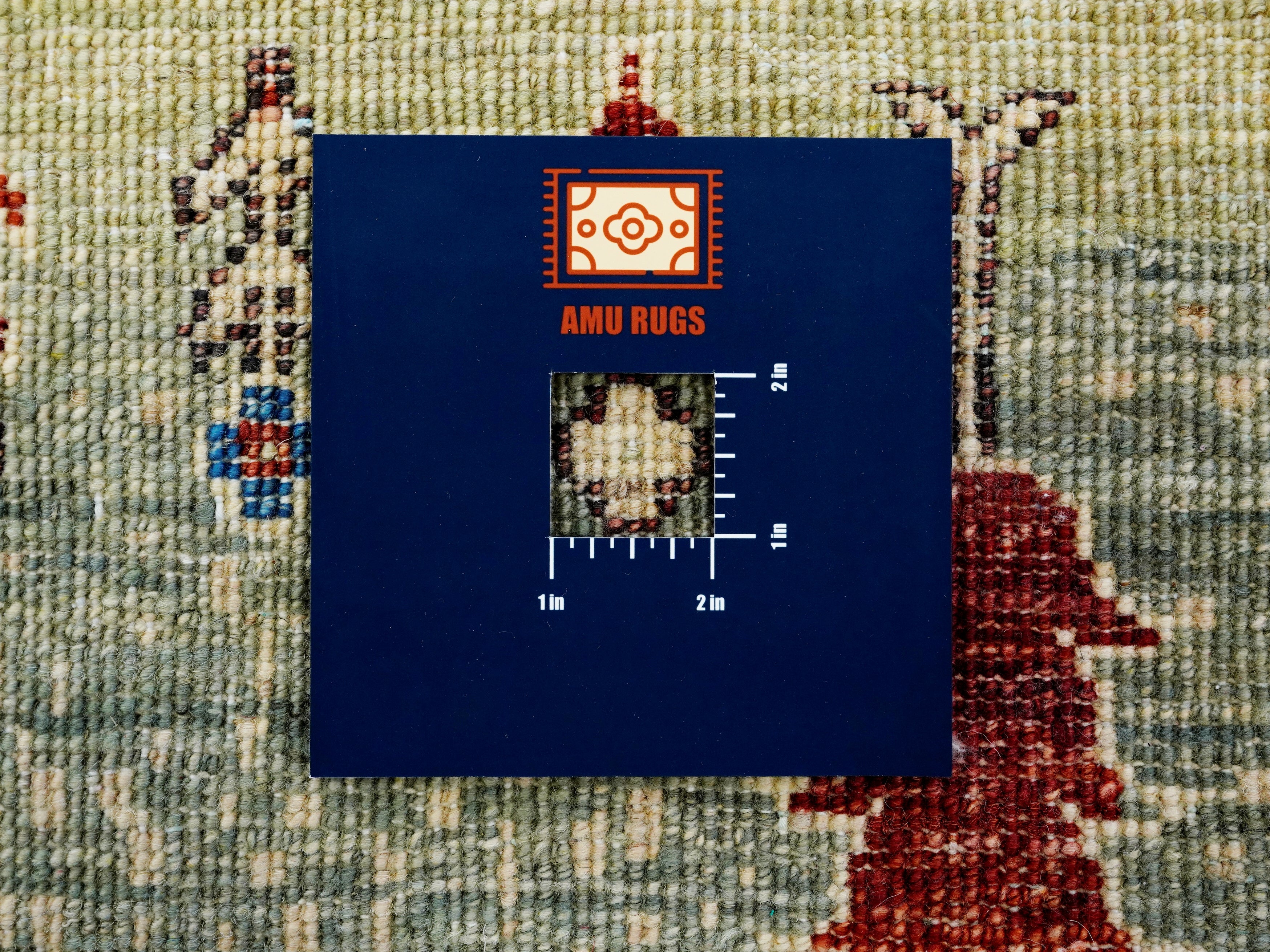 6x9 Green & Beige Landscape Rug – Modern Gabbeh Area Rug - Unique Scandinavian Style