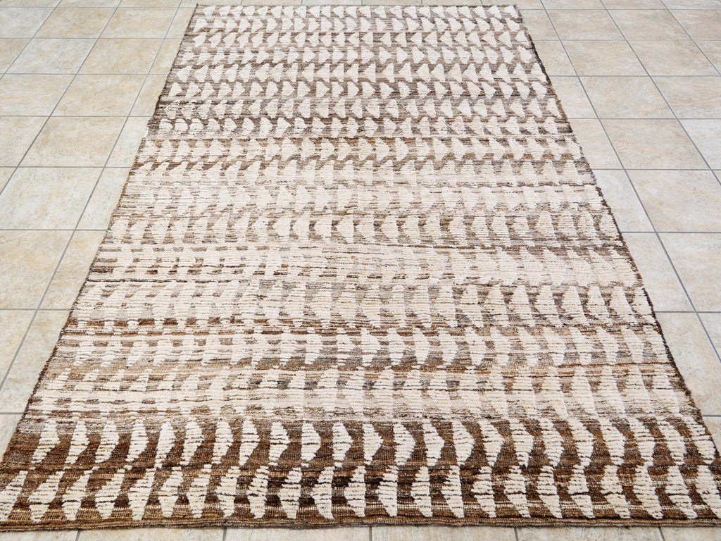 6x9 Ft Handmade Beige Moroccan Rug - Afghan Wool Rug