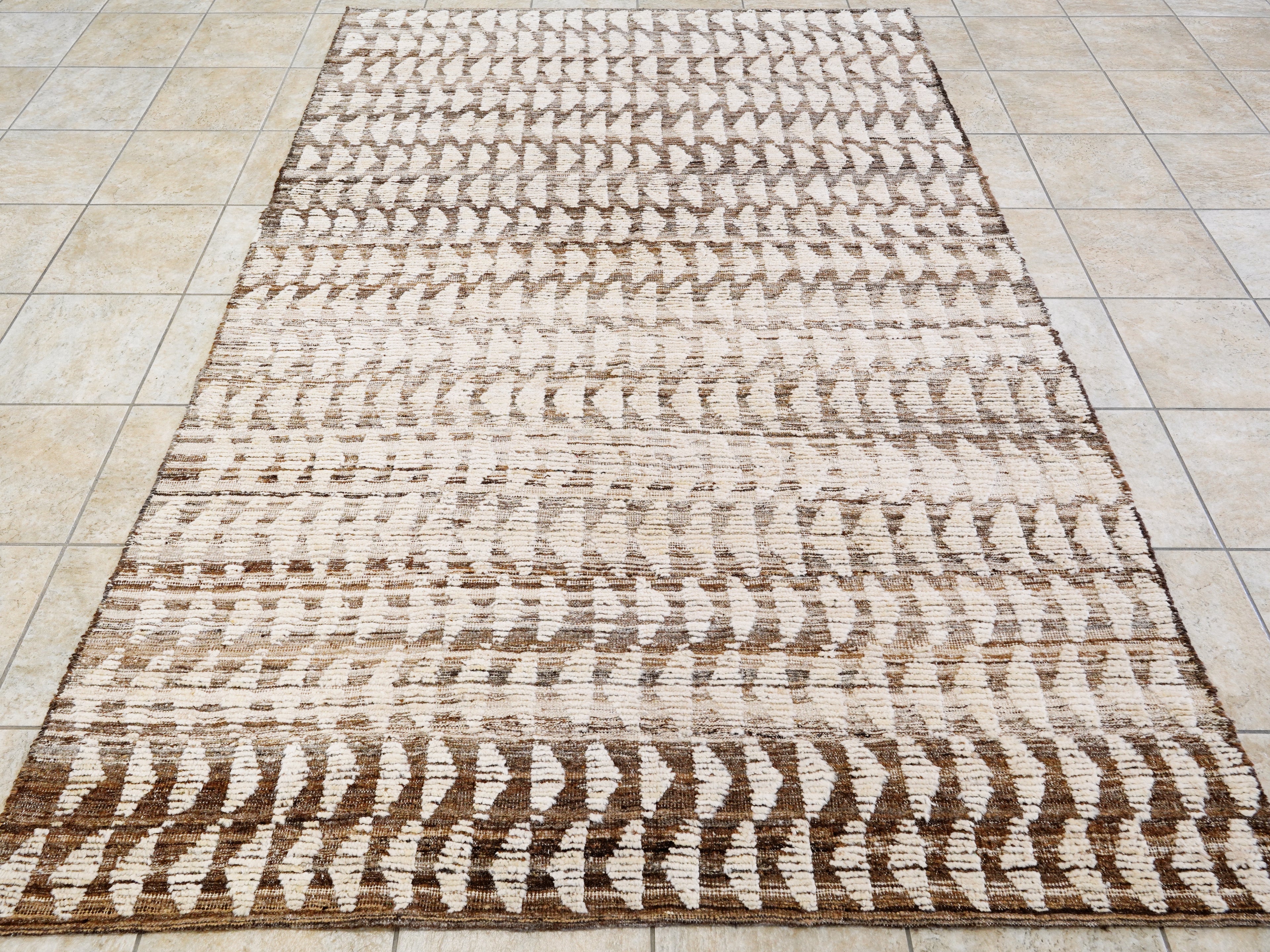 6x9 Ft Handmade Beige Moroccan Rug - Afghan Wool Rug