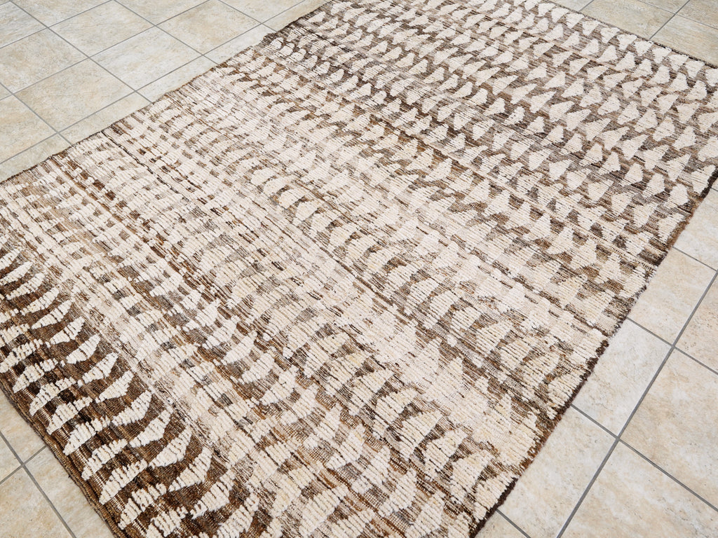 6x9 Ft Handmade Beige Moroccan Rug - Afghan Wool Rug