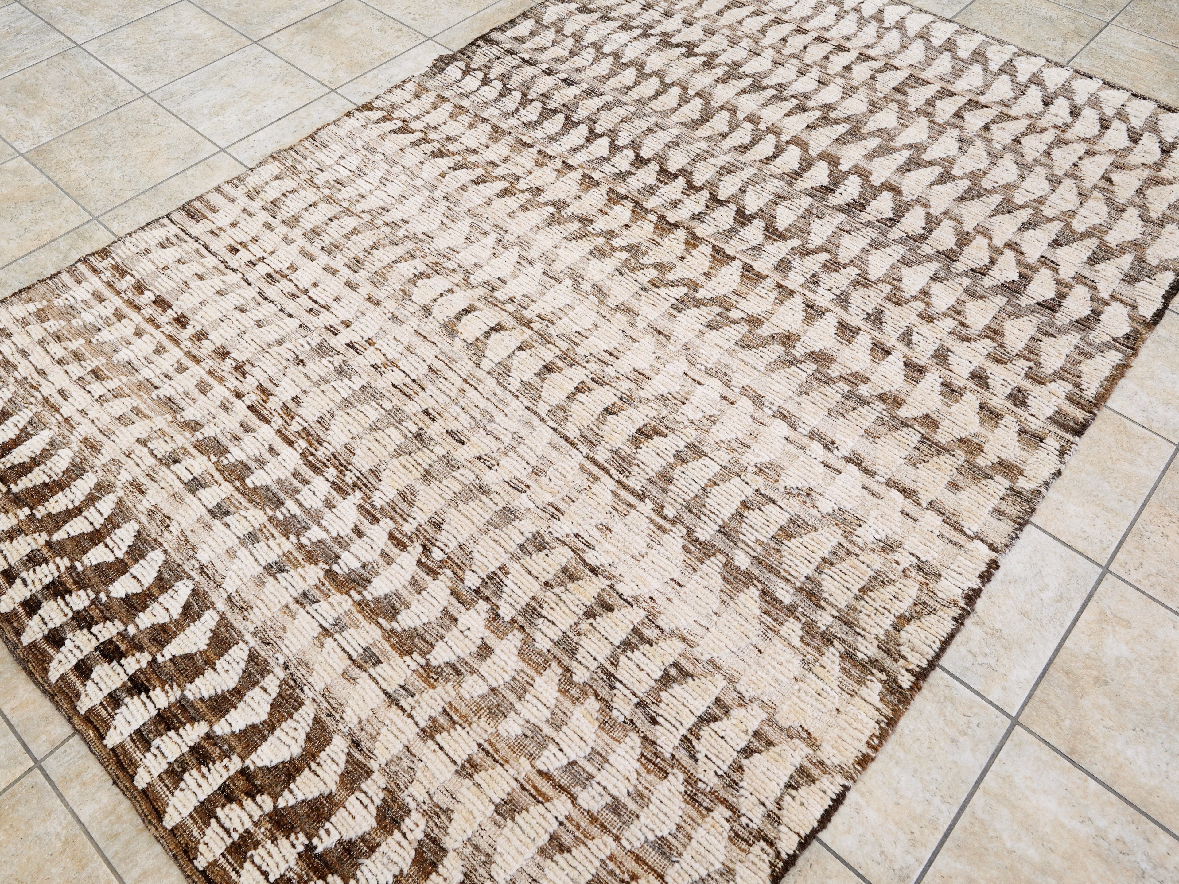 6x9 Ft Handmade Beige Moroccan Rug - Afghan Wool Rug