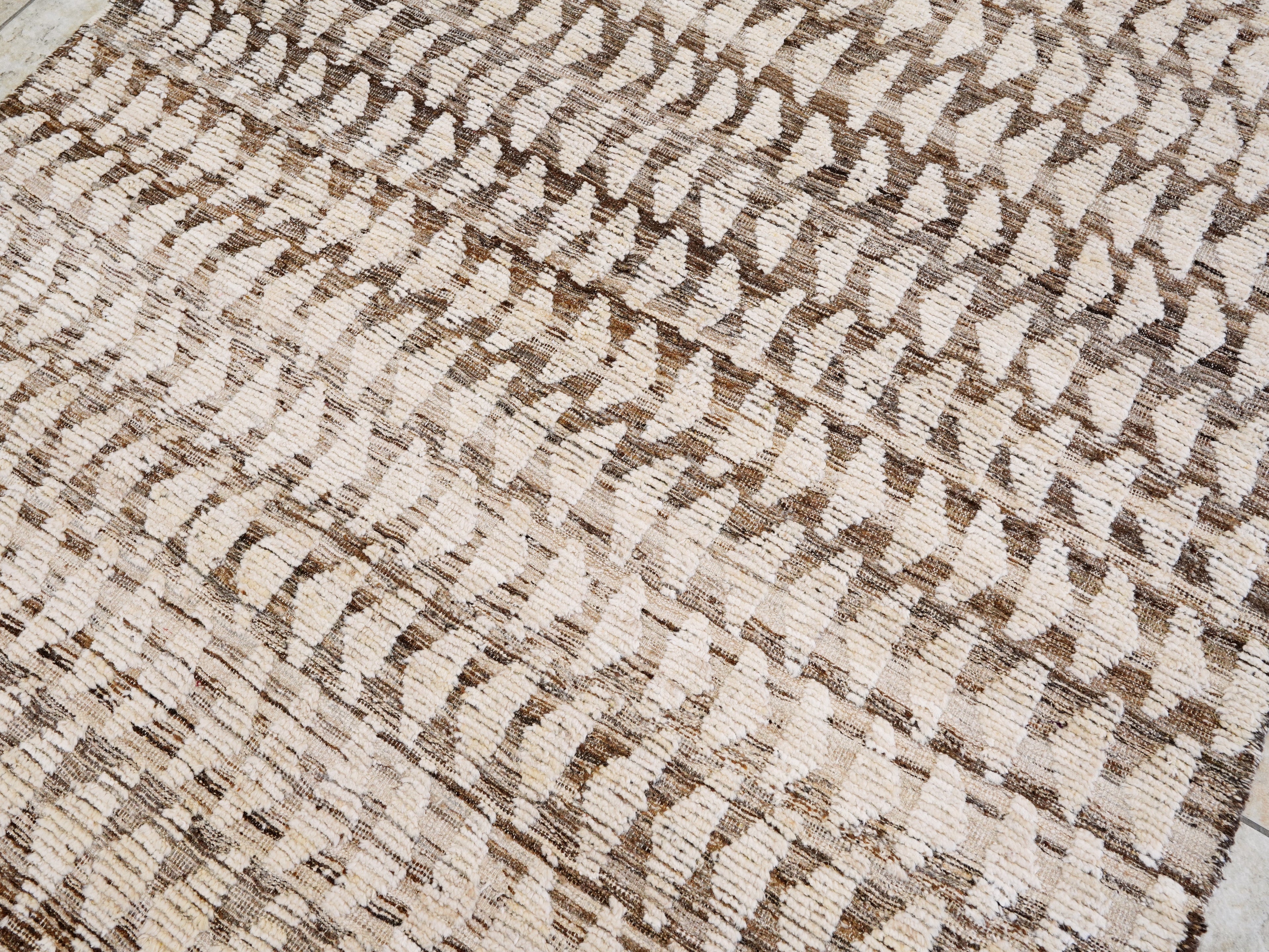 6x9 Ft Handmade Beige Moroccan Rug - Afghan Wool Rug