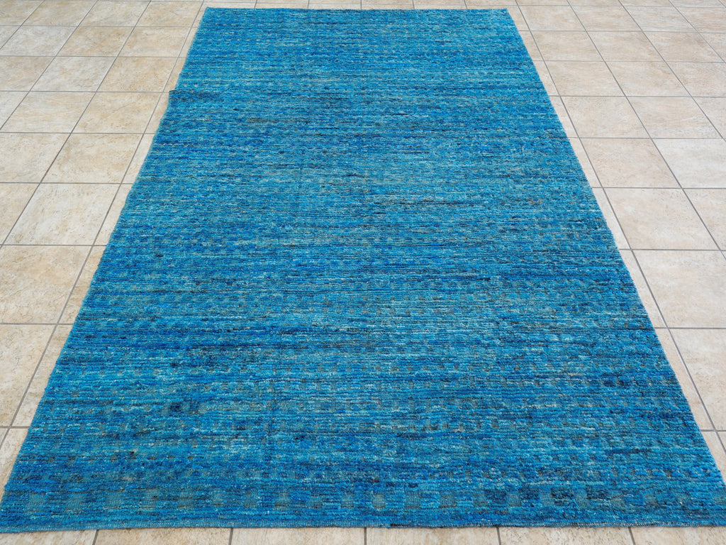 6x9 Ft Blue Moroccan Rug - Afghan Handmade Area Rug