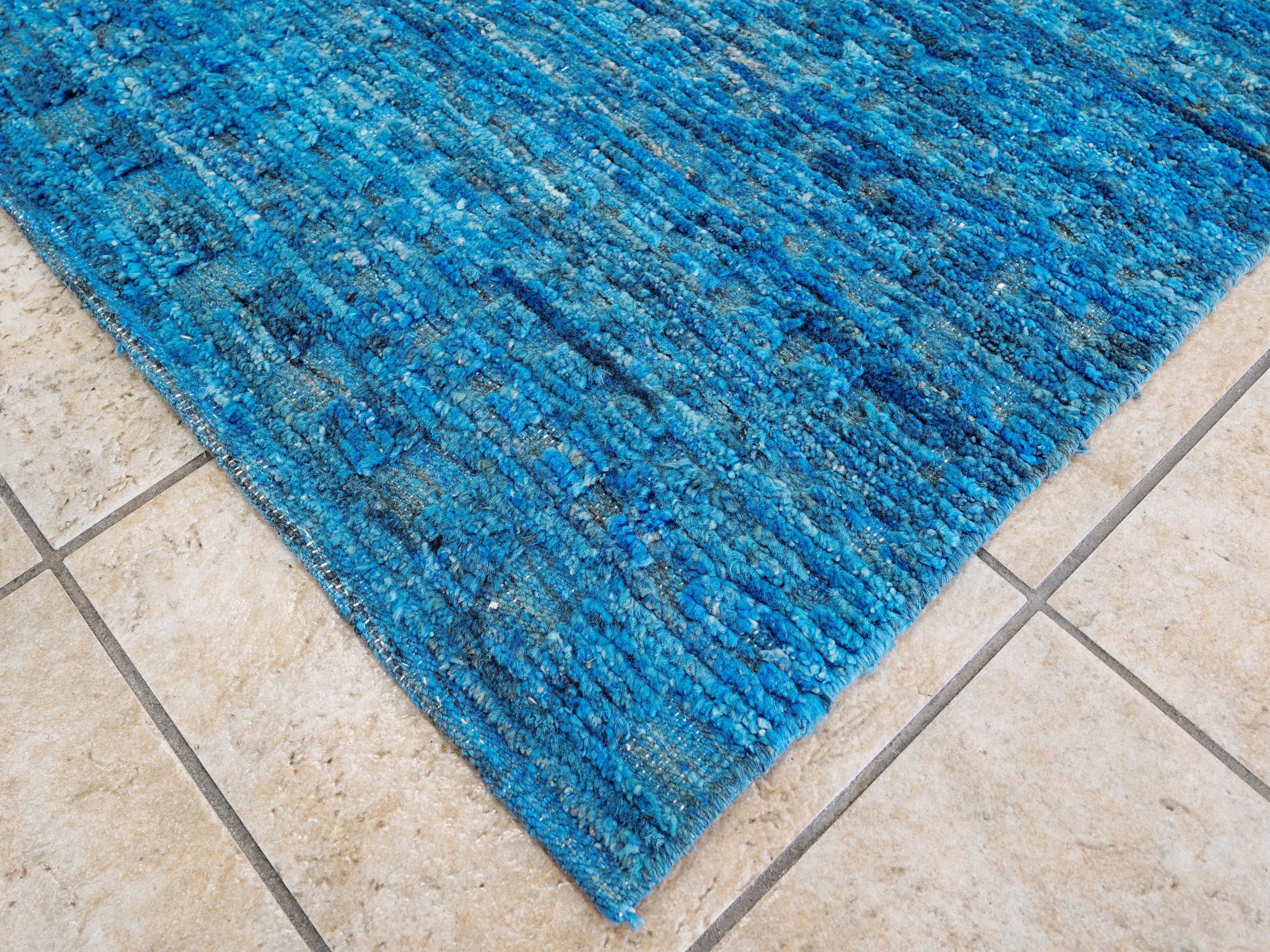 6x9 Ft Blue Moroccan Rug - Afghan Handmade Area Rug