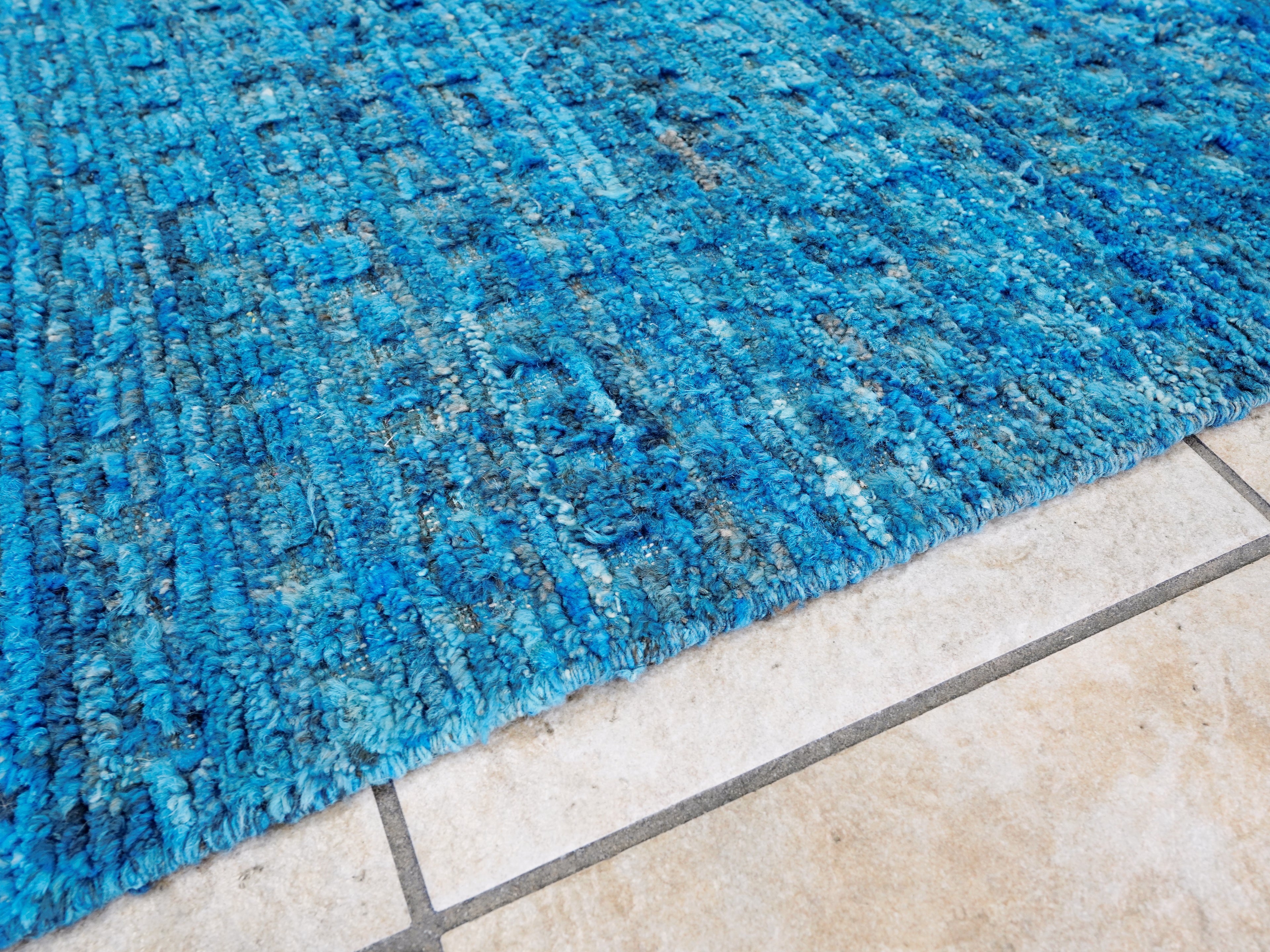 6x9 Ft Blue Moroccan Rug - Afghan Handmade Area Rug