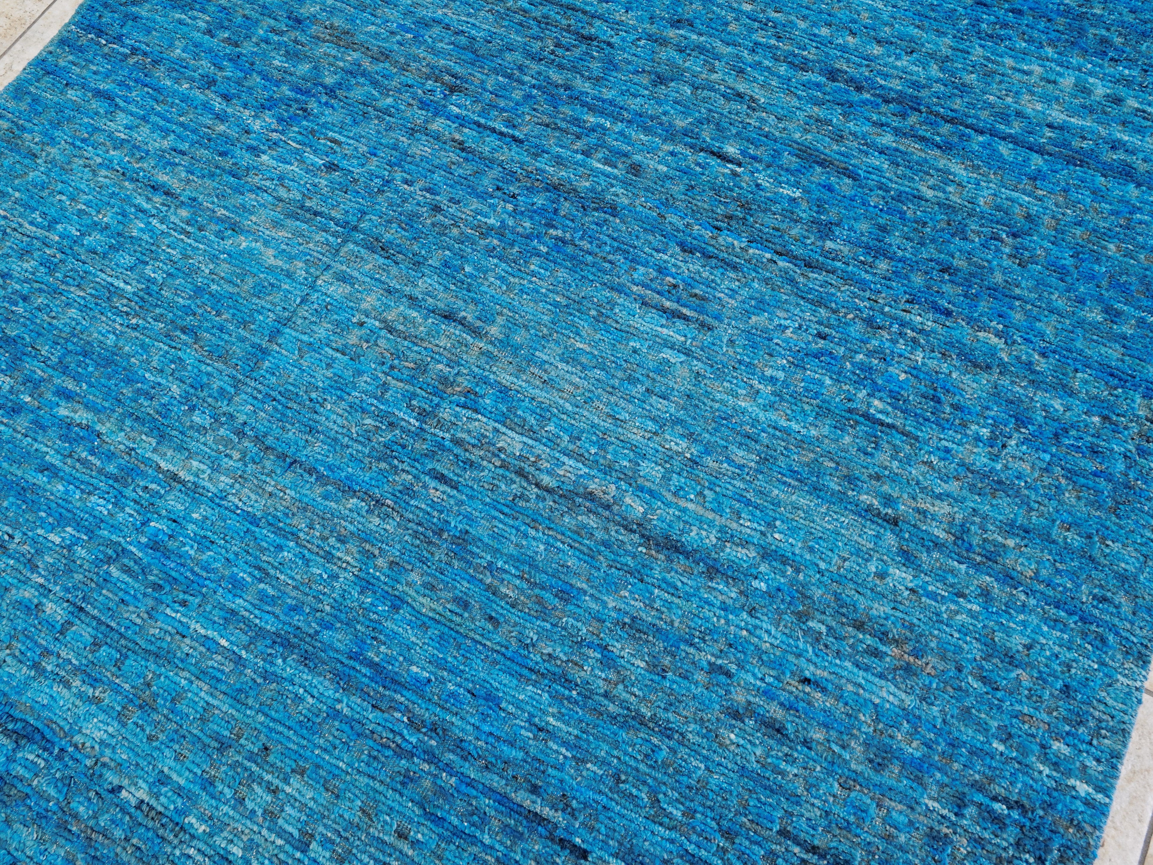 6x9 Ft Blue Moroccan Rug - Afghan Handmade Area Rug