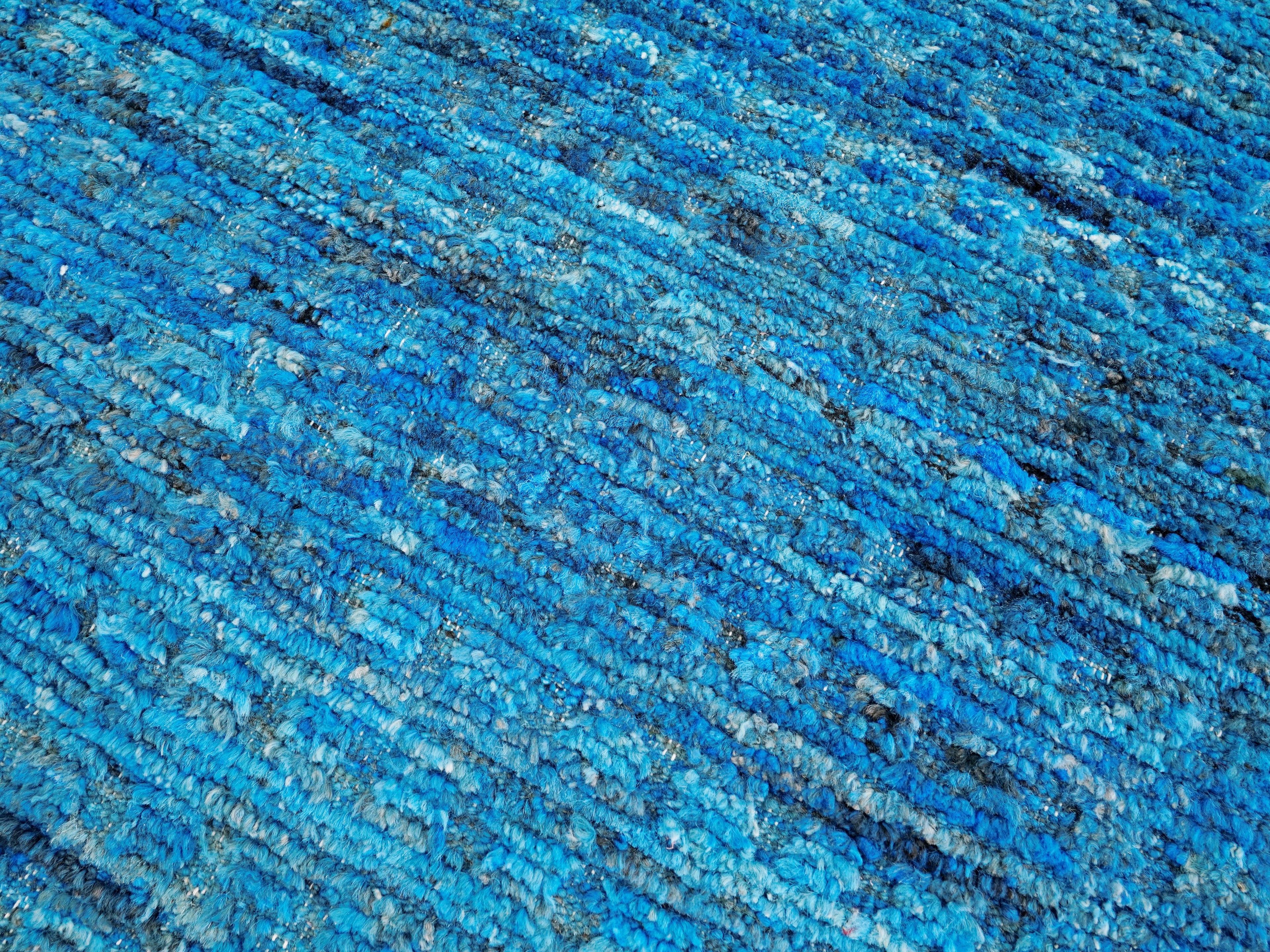 6x9 Ft Blue Moroccan Rug - Afghan Handmade Area Rug