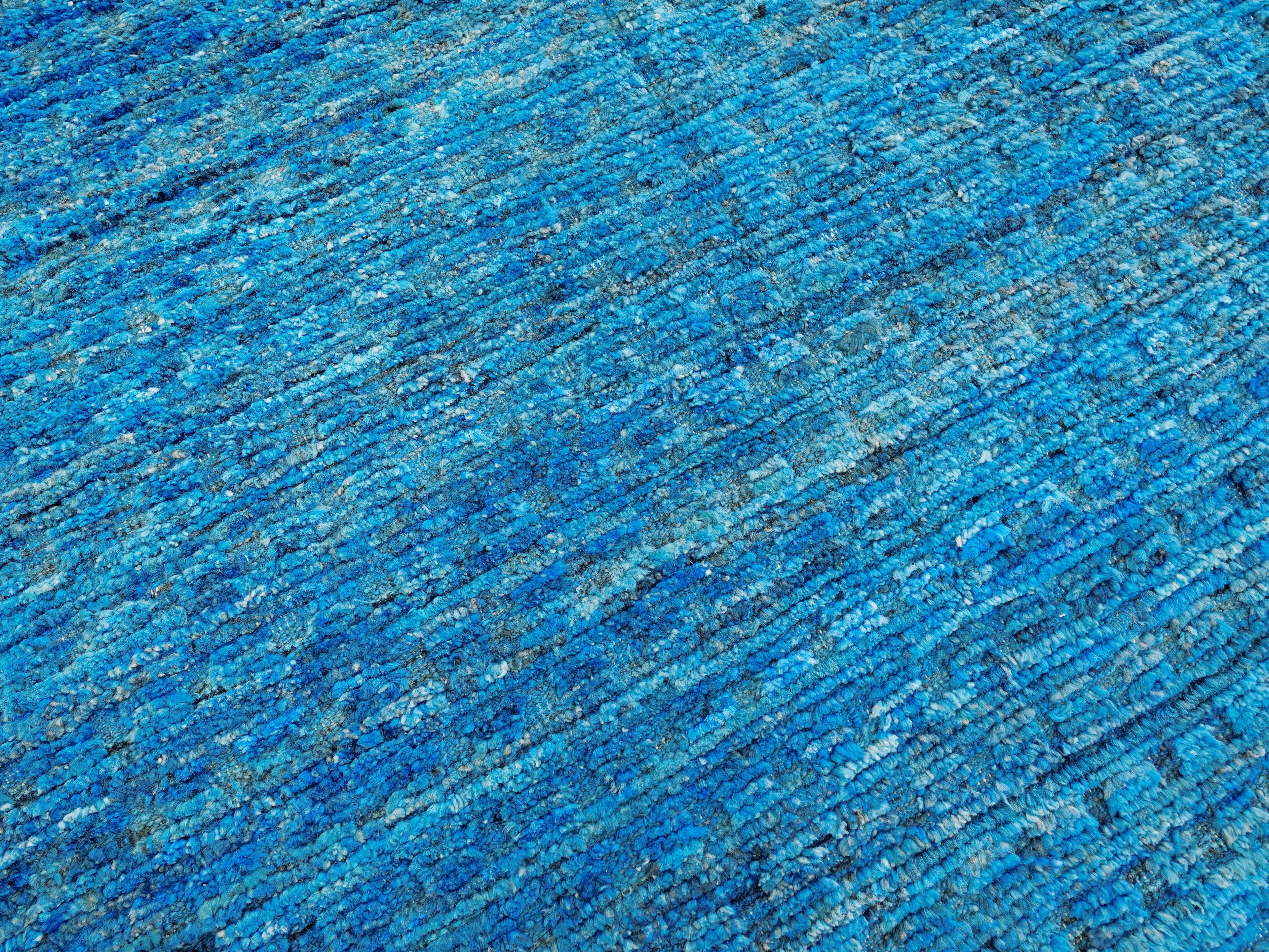 6x9 Ft Blue Moroccan Rug - Afghan Handmade Area Rug