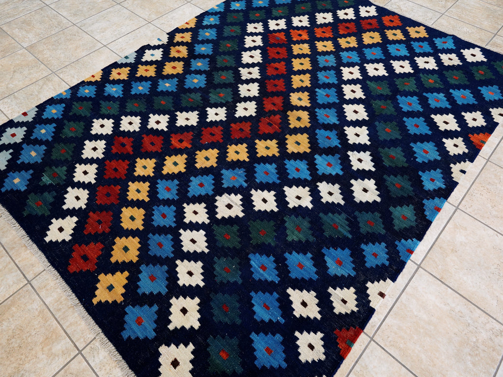 6x8 Ft Colorful Kilim Rug - Afghan Tribal Flat Weave