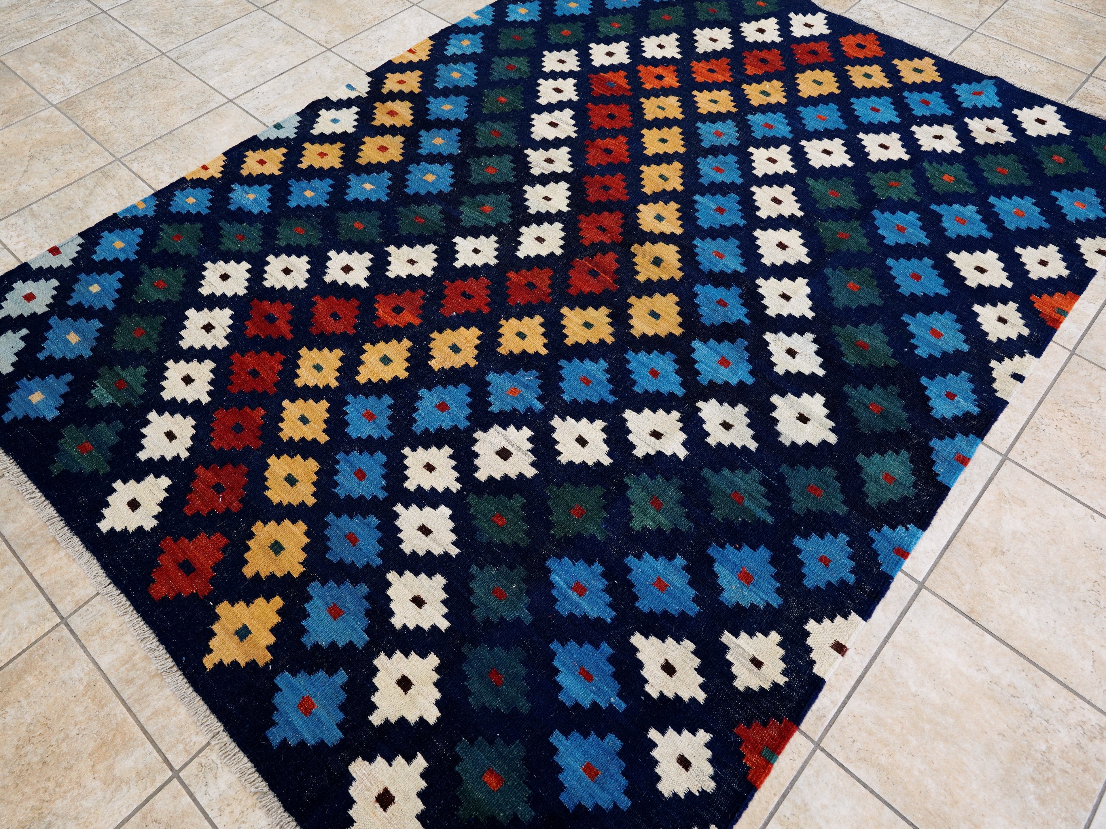 6x8 Ft Colorful Kilim Rug - Afghan Tribal Flat Weave