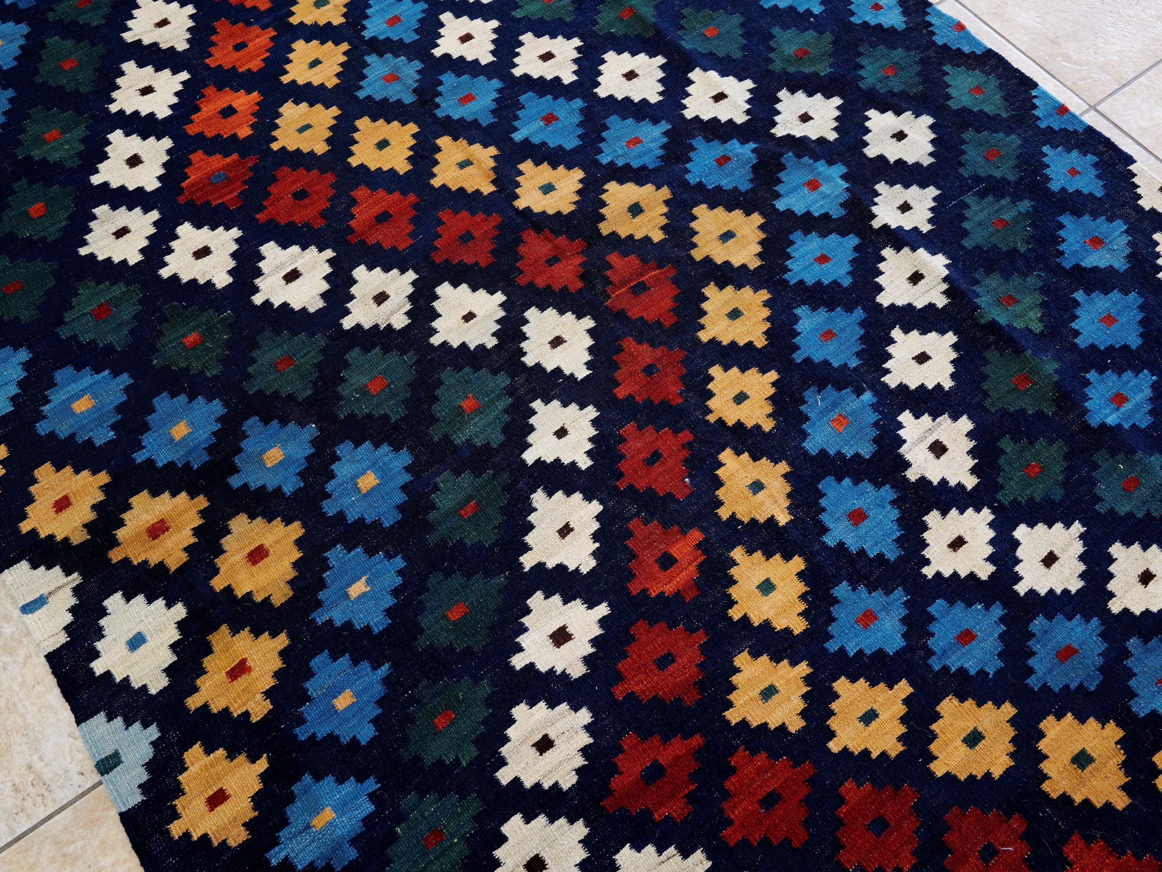 6x8 Ft Colorful Kilim Rug - Afghan Tribal Flat Weave