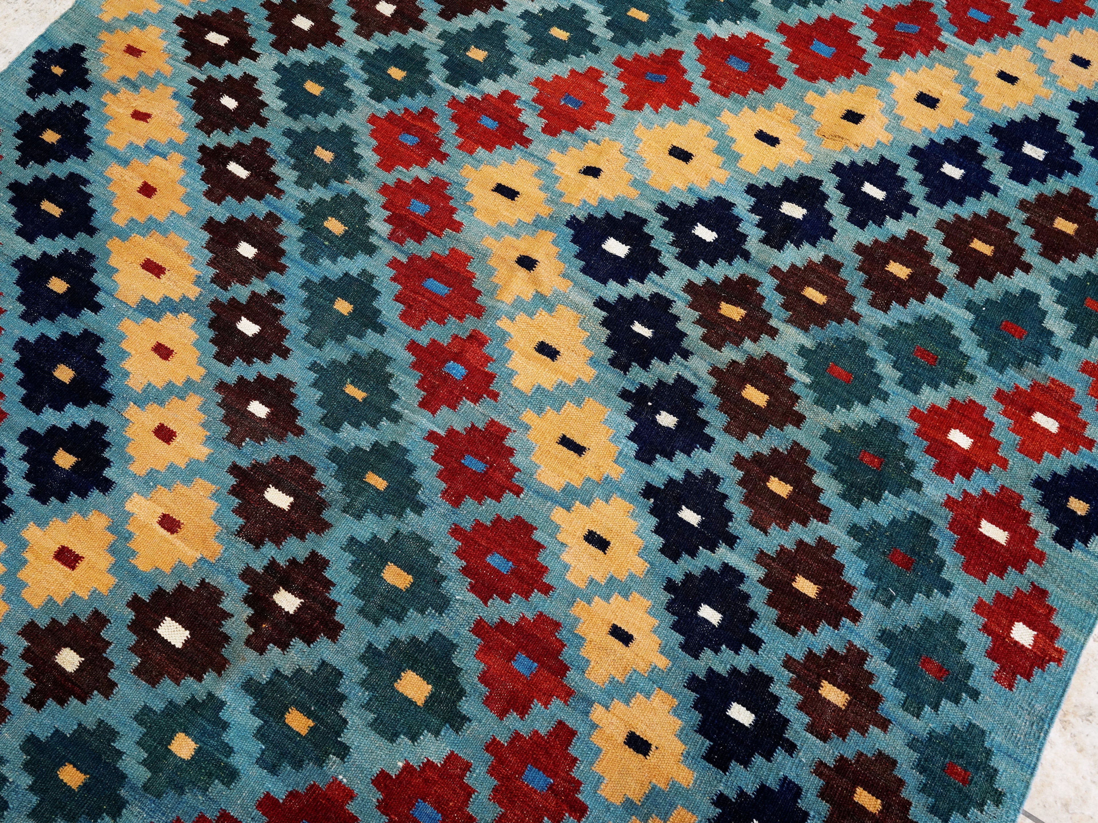 6x8 Ft Colorful Kilim Rug - Afghan Tribal Flat Weave