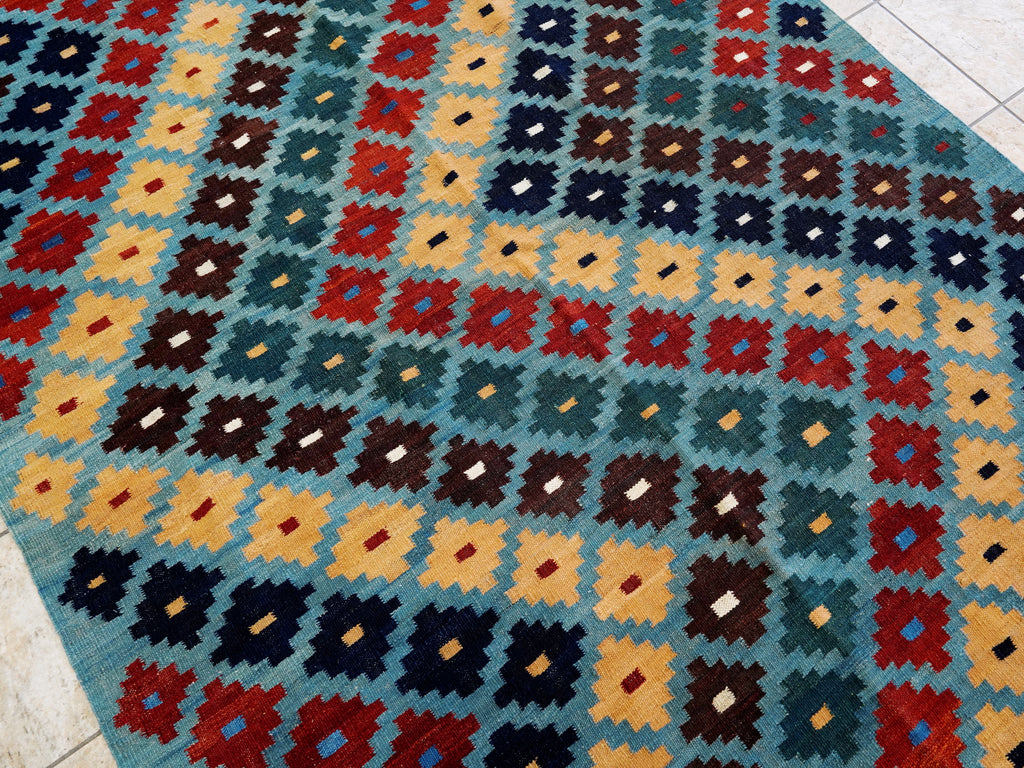 6x8 Ft Colorful Kilim Rug - Afghan Tribal Flat Weave