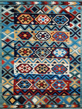 6x8 Ft Blue Kilim Rug - Afghan Tribal Flat Weave