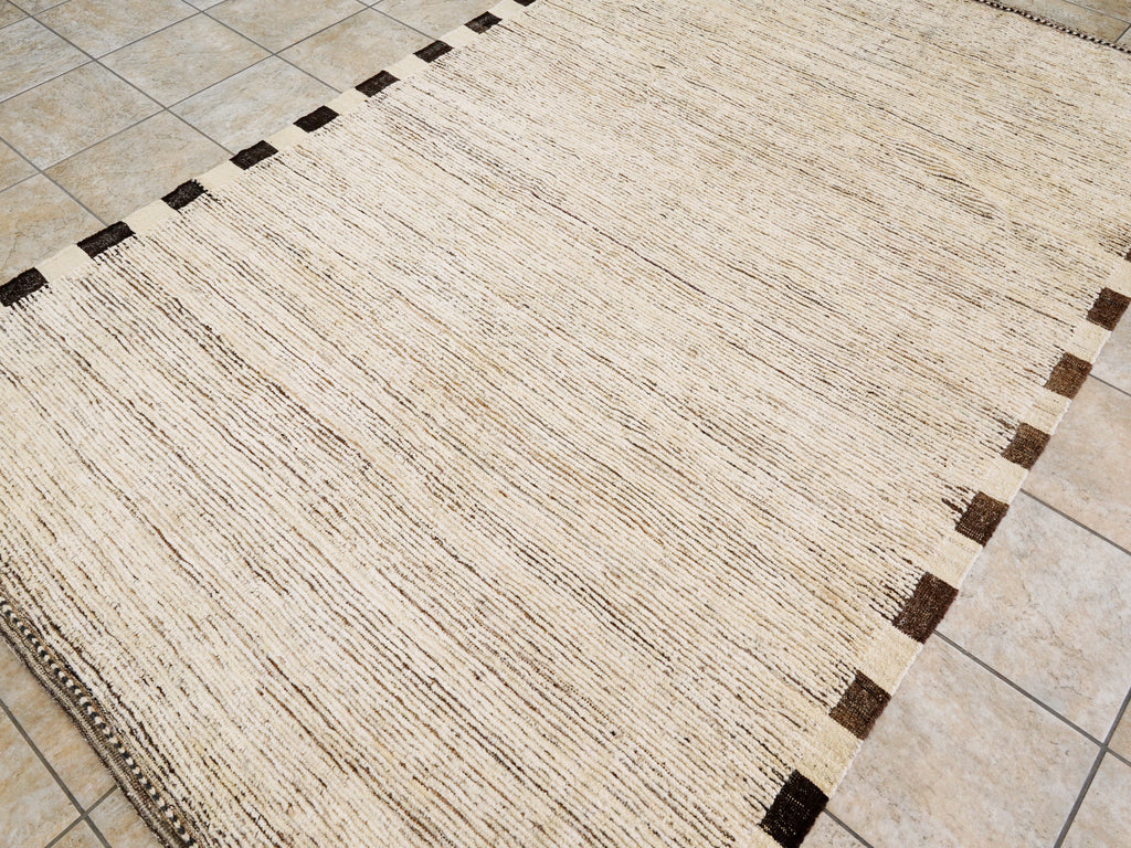 6x9 Ft Plain Beige Moroccan Rug - Afghan Wool Rug