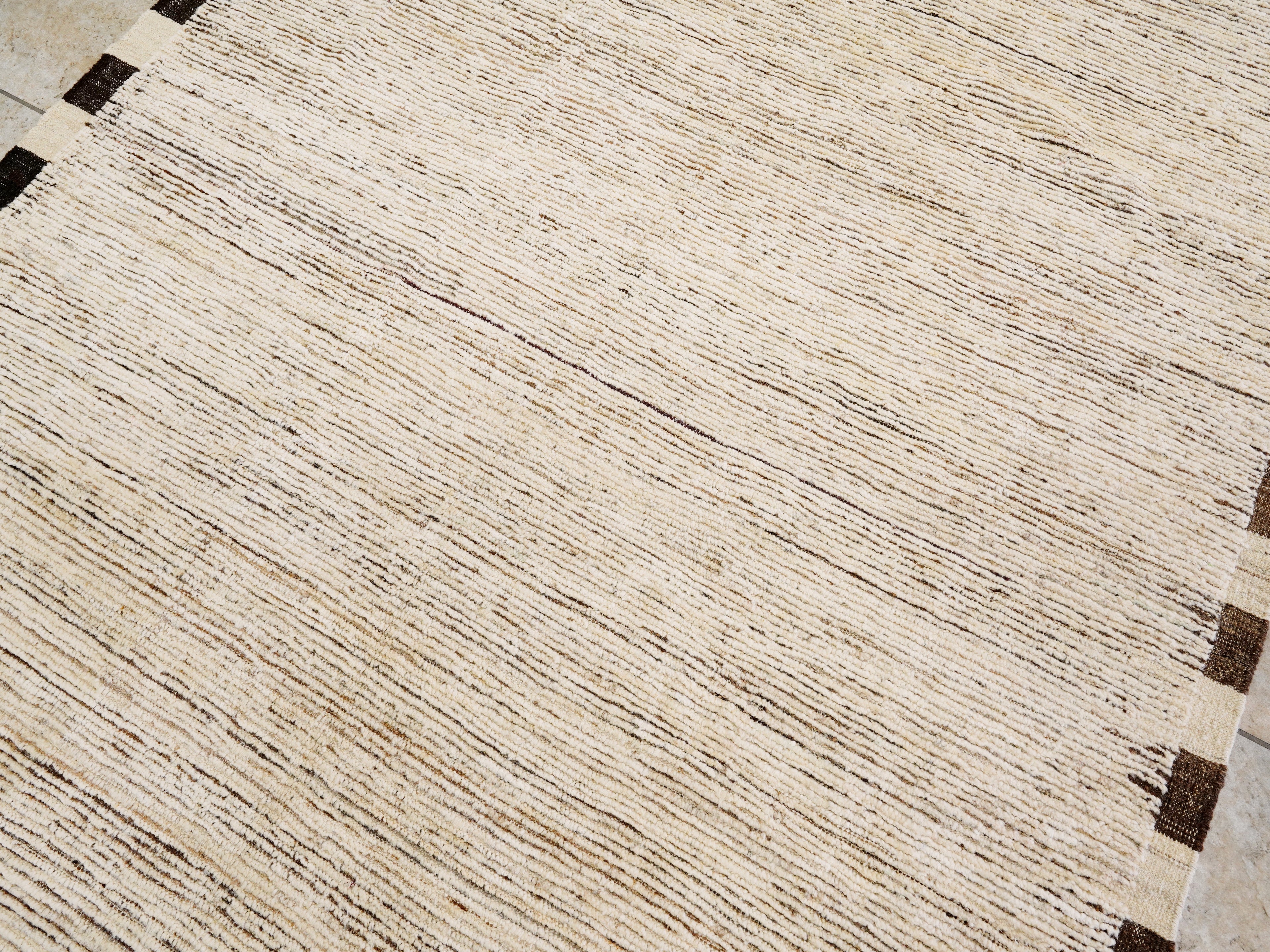 6x9 Ft Plain Beige Moroccan Rug - Afghan Wool Rug