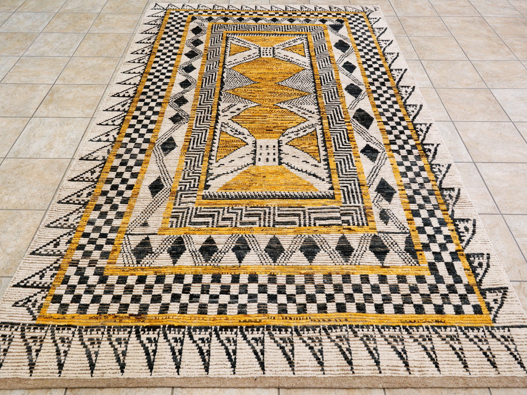 6x9 Ft Beige Yellow Moroccan Rug - Afghan Wool Rug