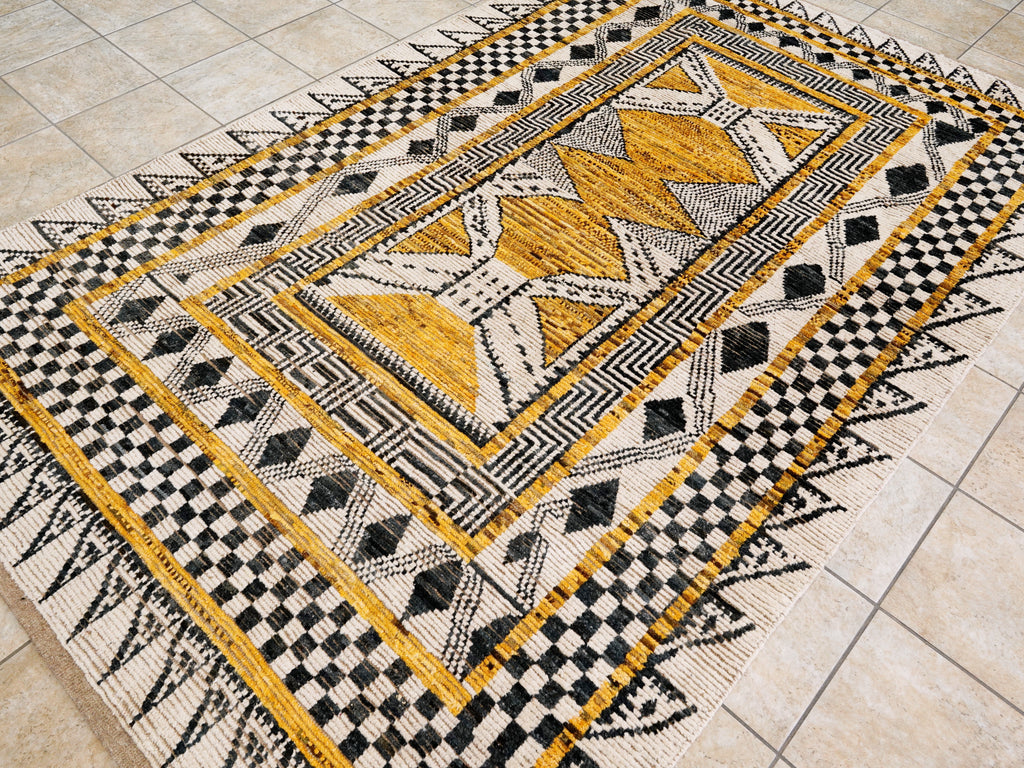 6x9 Ft Beige Yellow Moroccan Rug - Afghan Wool Rug