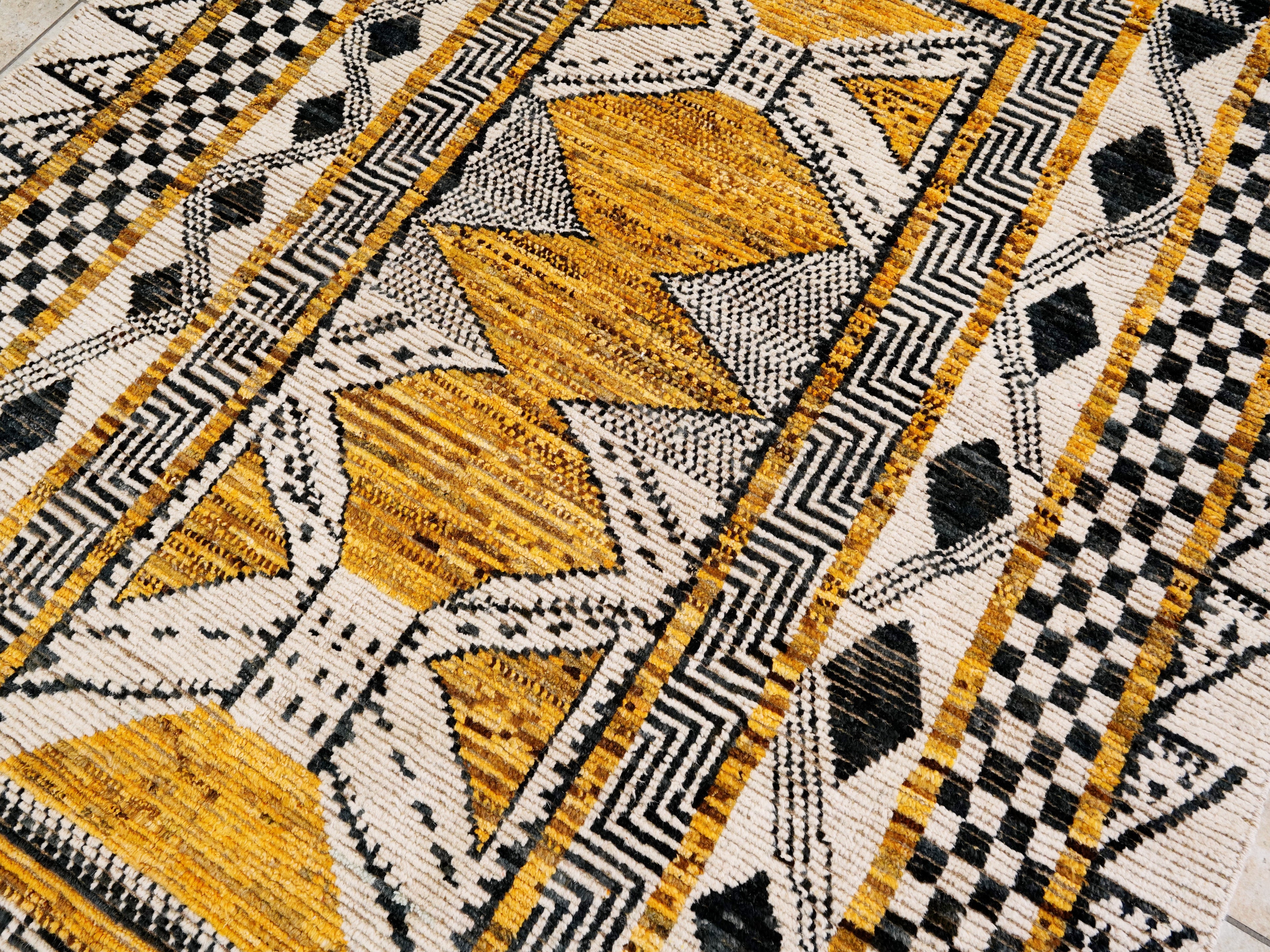 6x9 Ft Beige Yellow Moroccan Rug - Afghan Wool Rug