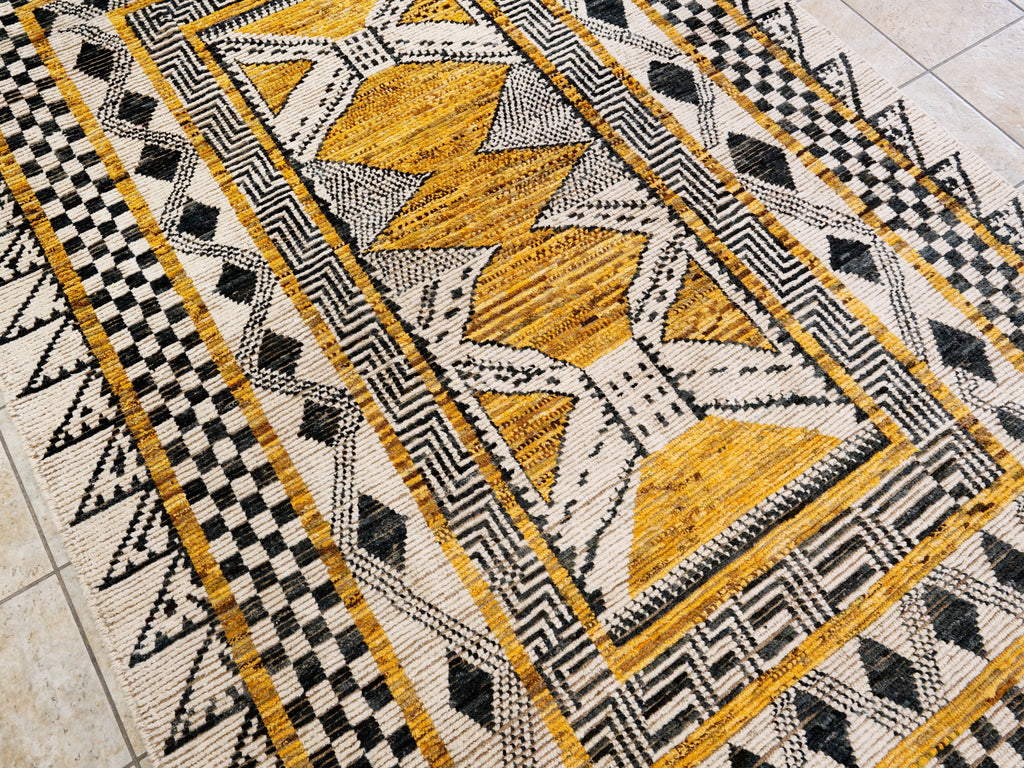 6x9 Ft Beige Yellow Moroccan Rug - Afghan Wool Rug