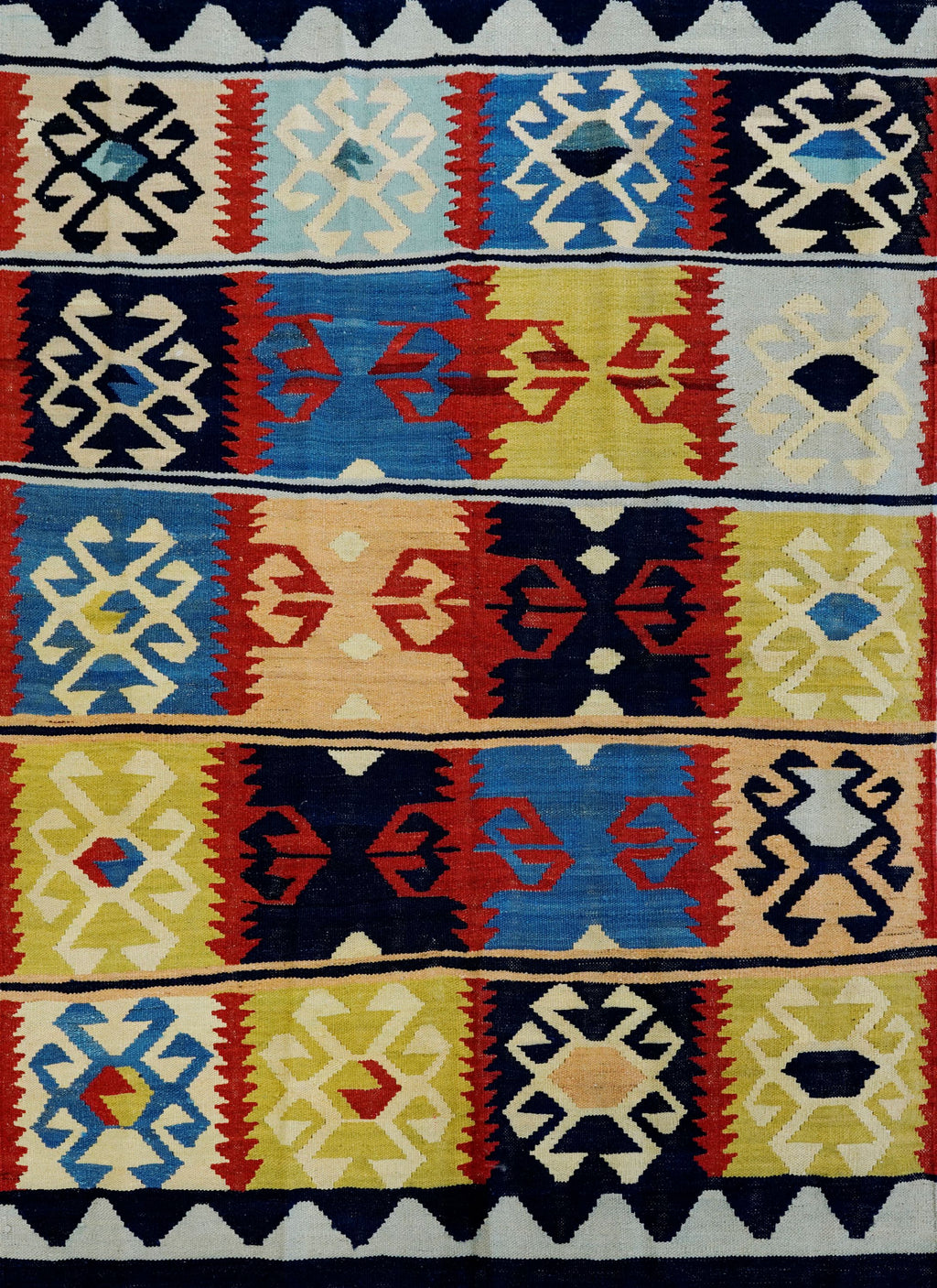 5x7 Ft Multicolor Kilim Rug - Handwoven Afghan Flat Weave