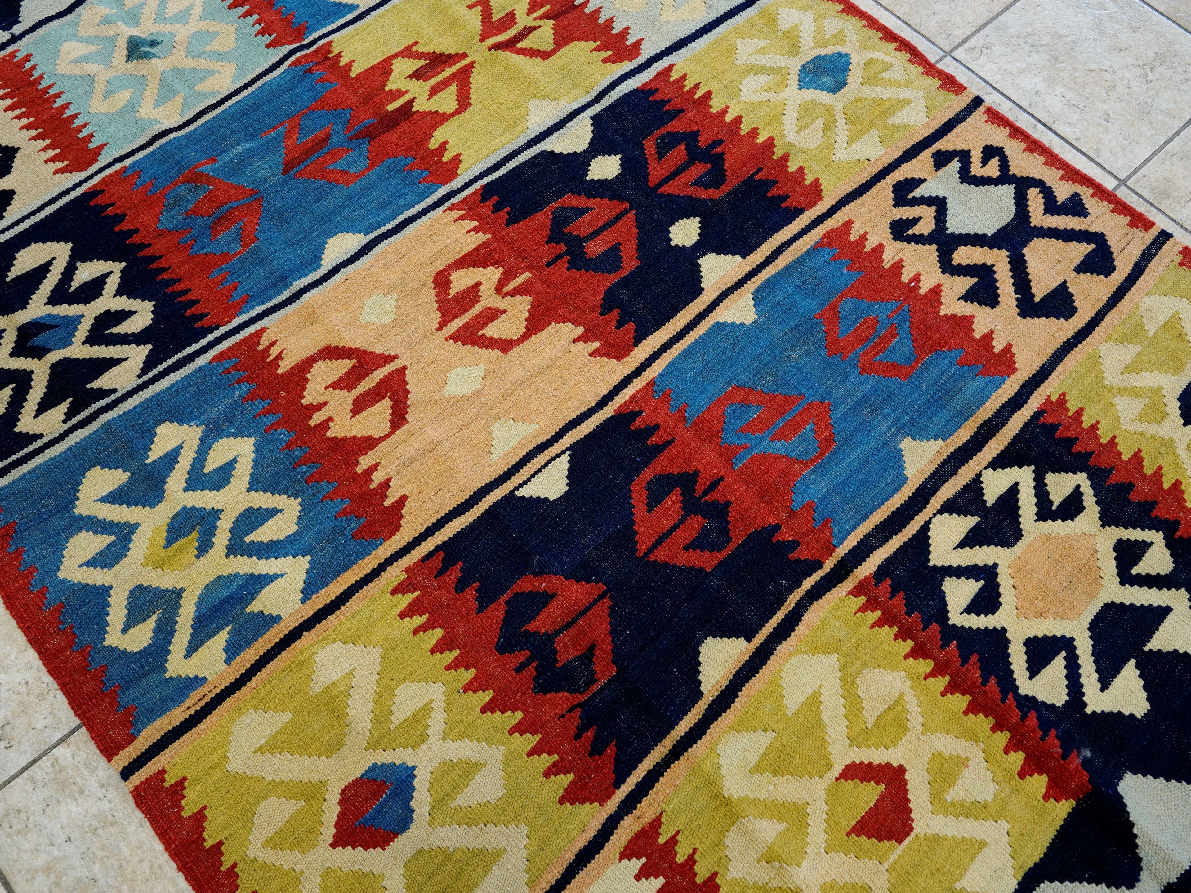 5x7 Ft Multicolor Kilim Rug - Handwoven Afghan Flat Weave